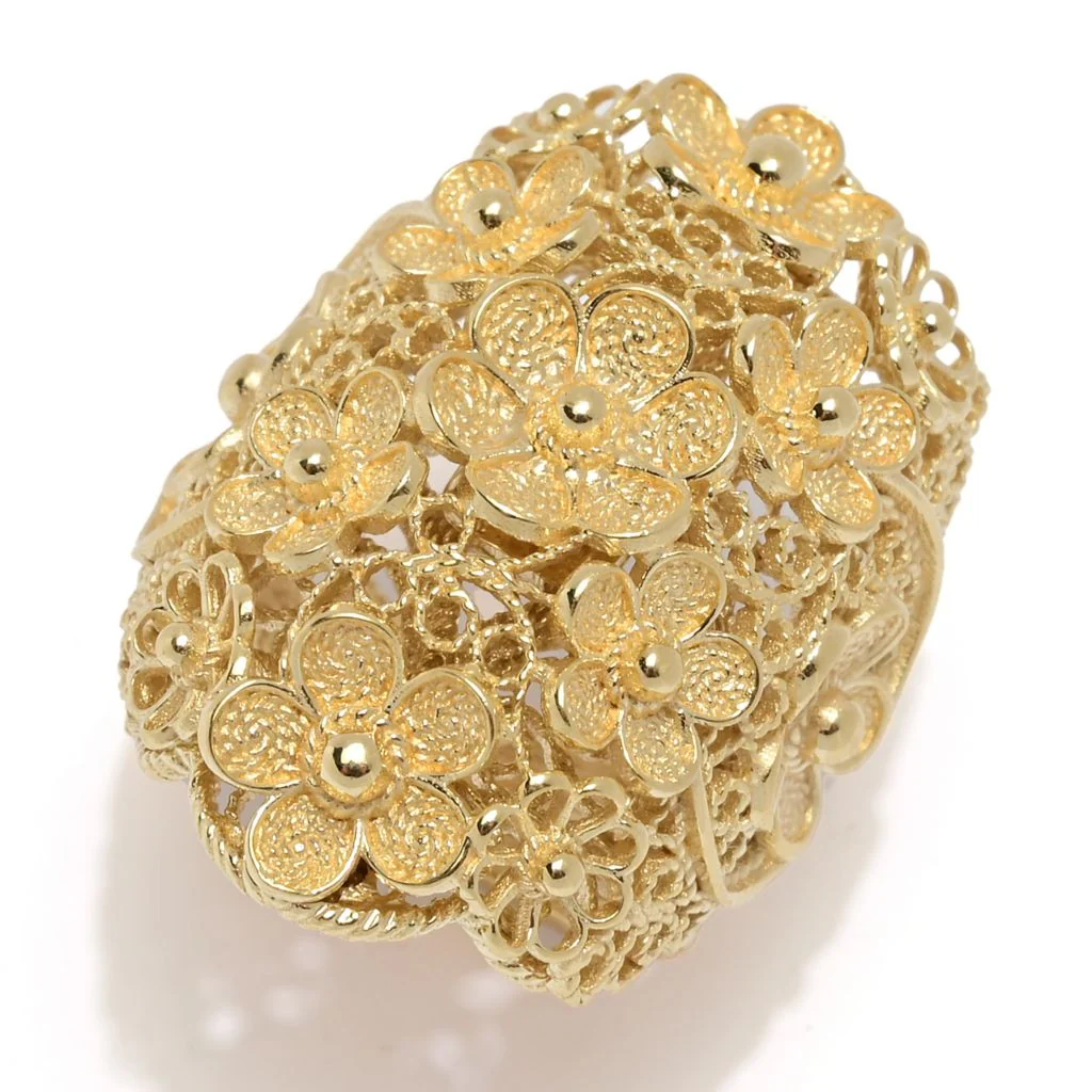 Passport to Turkey Gold Plated Filigree Detailed Flower Dome Ring - Image 4