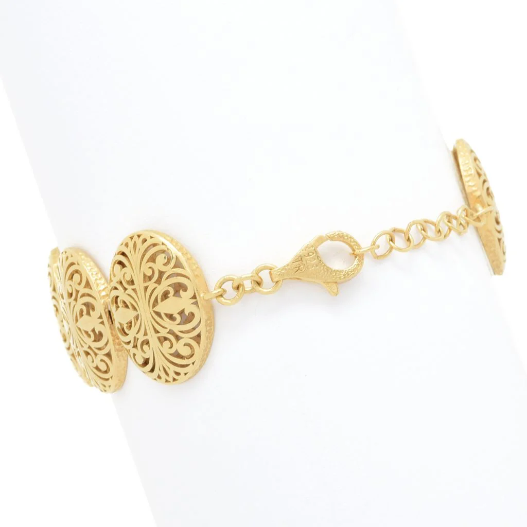 Passport to Turkey Gold Plated High Polished Filigree Panel Bracelet - Image 2