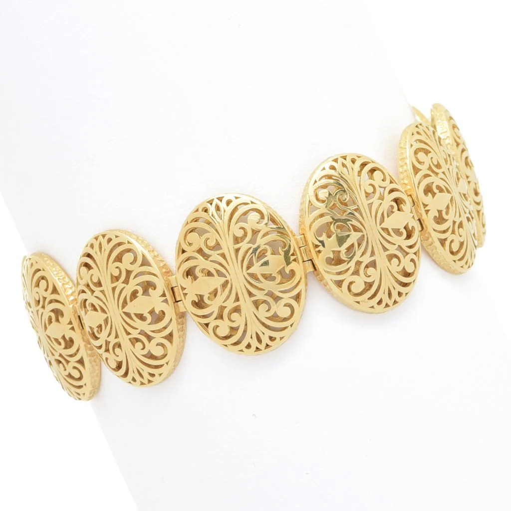 Passport to Turkey Gold Plated High Polished Filigree Panel Bracelet - Image 3