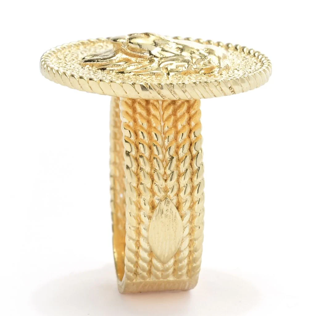 Passport to Turkey Gold Plated Textured & Polished Lion Statement Ring - Image 2