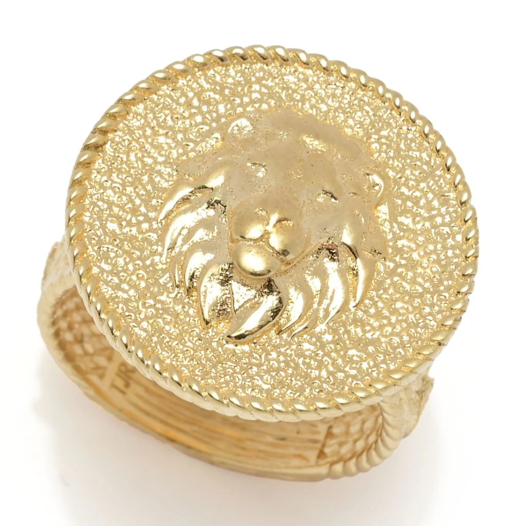 Passport to Turkey Gold Plated Textured & Polished Lion Statement Ring - Image 3