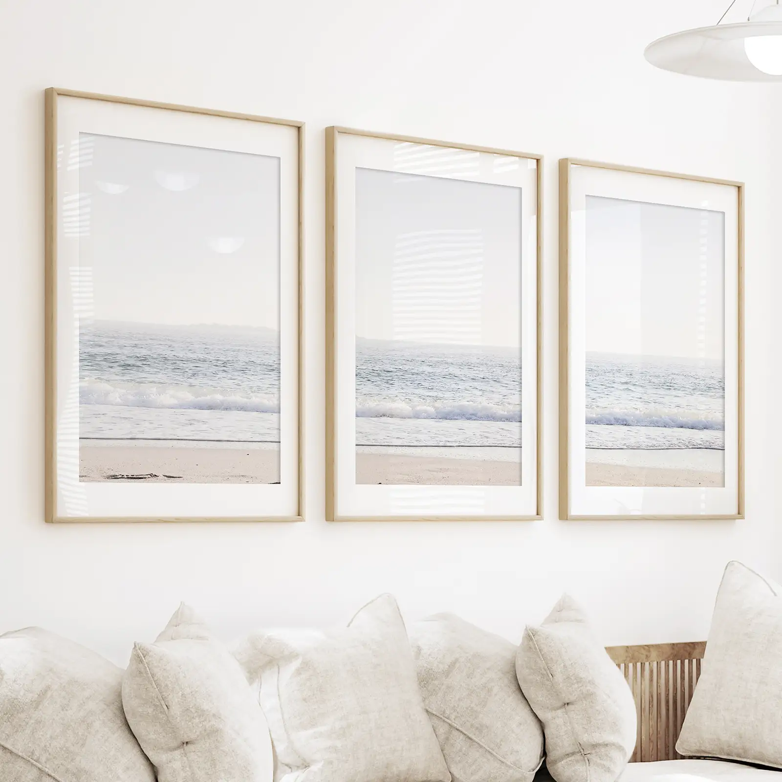 Pastel Minimalist Wave Photo. Set of 3 Beach House Wall Art - Image 3