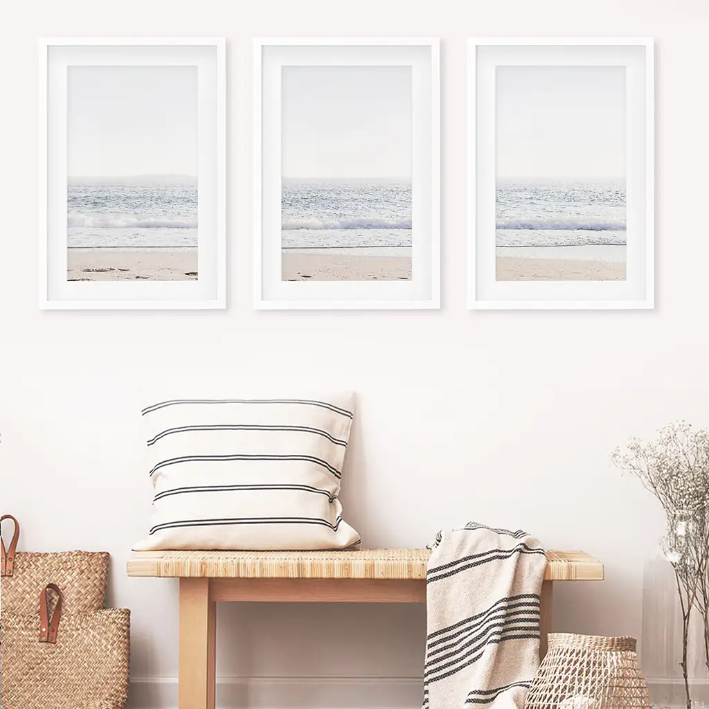 Pastel Minimalist Wave Photo. Set of 3 Beach House Wall Art - Image 5