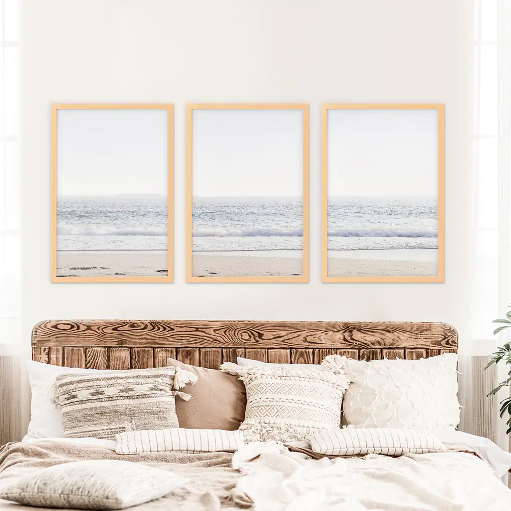 Pastel Minimalist Wave Photo. Set of 3 Beach House Wall Art - Image 6