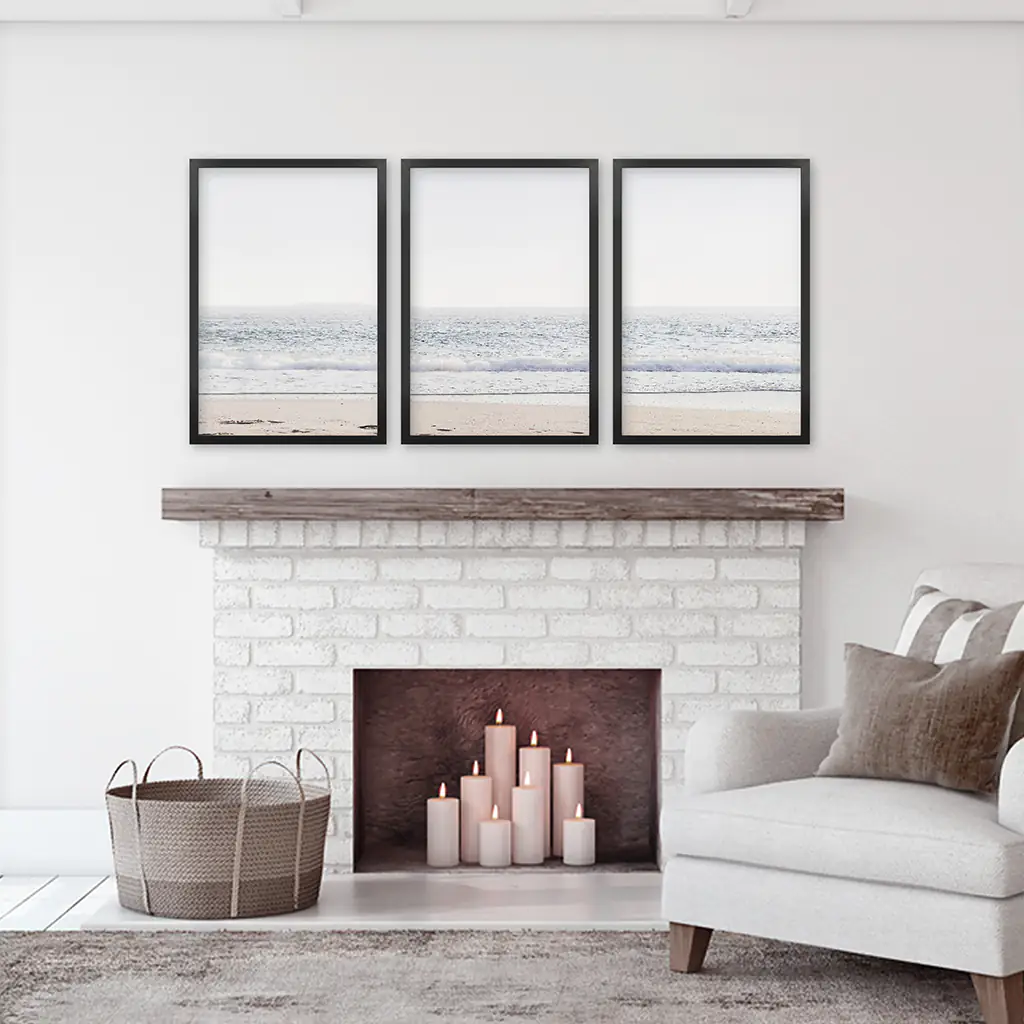 Pastel Minimalist Wave Photo. Set of 3 Beach House Wall Art - Image 7