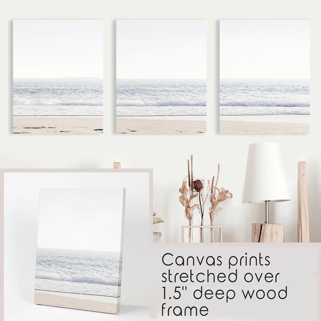 Pastel Minimalist Wave Photo. Set of 3 Beach House Wall Art - Image 9