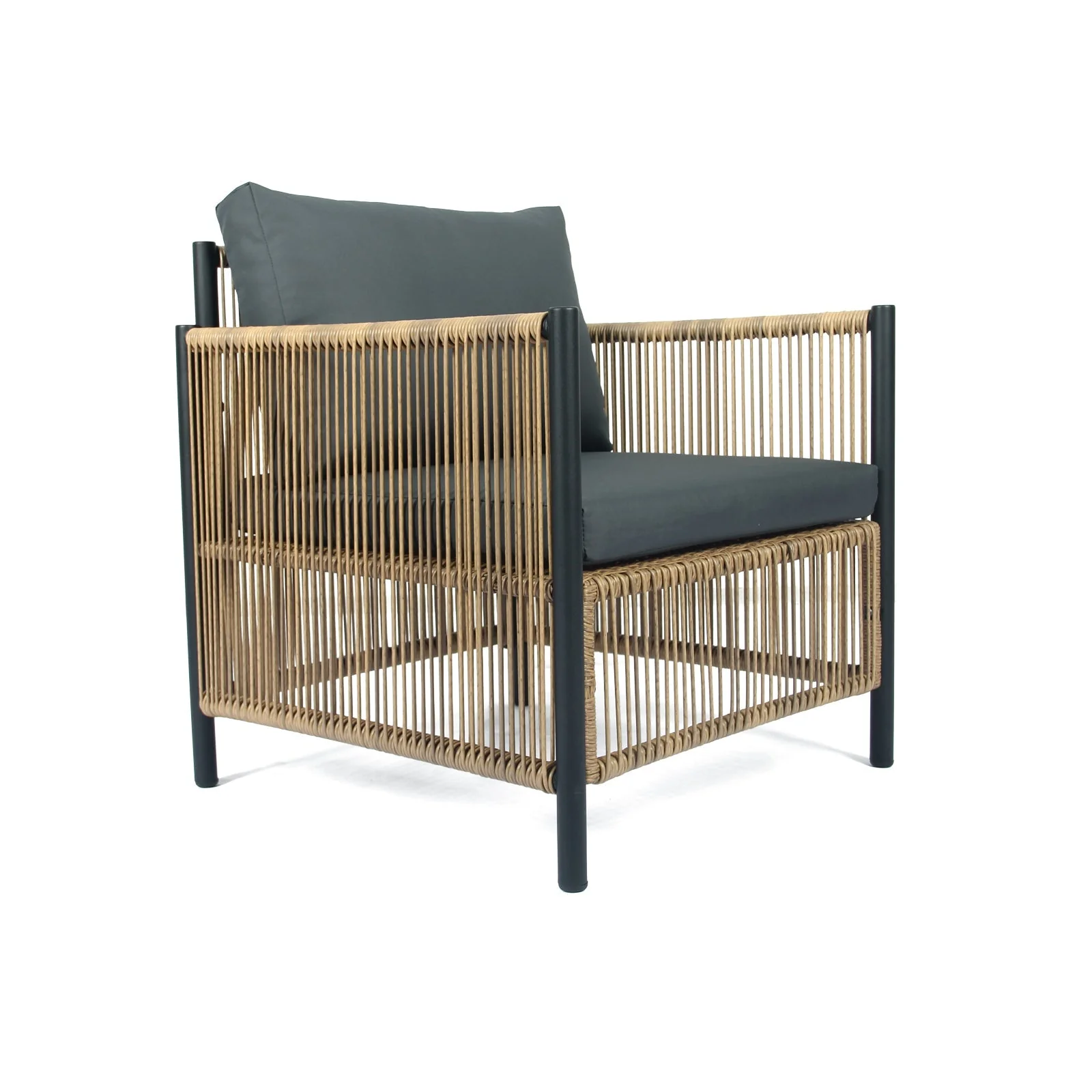 Patio 4-Piece Brown PE Wicker Sofa Set with Grey Cushions - Image 8