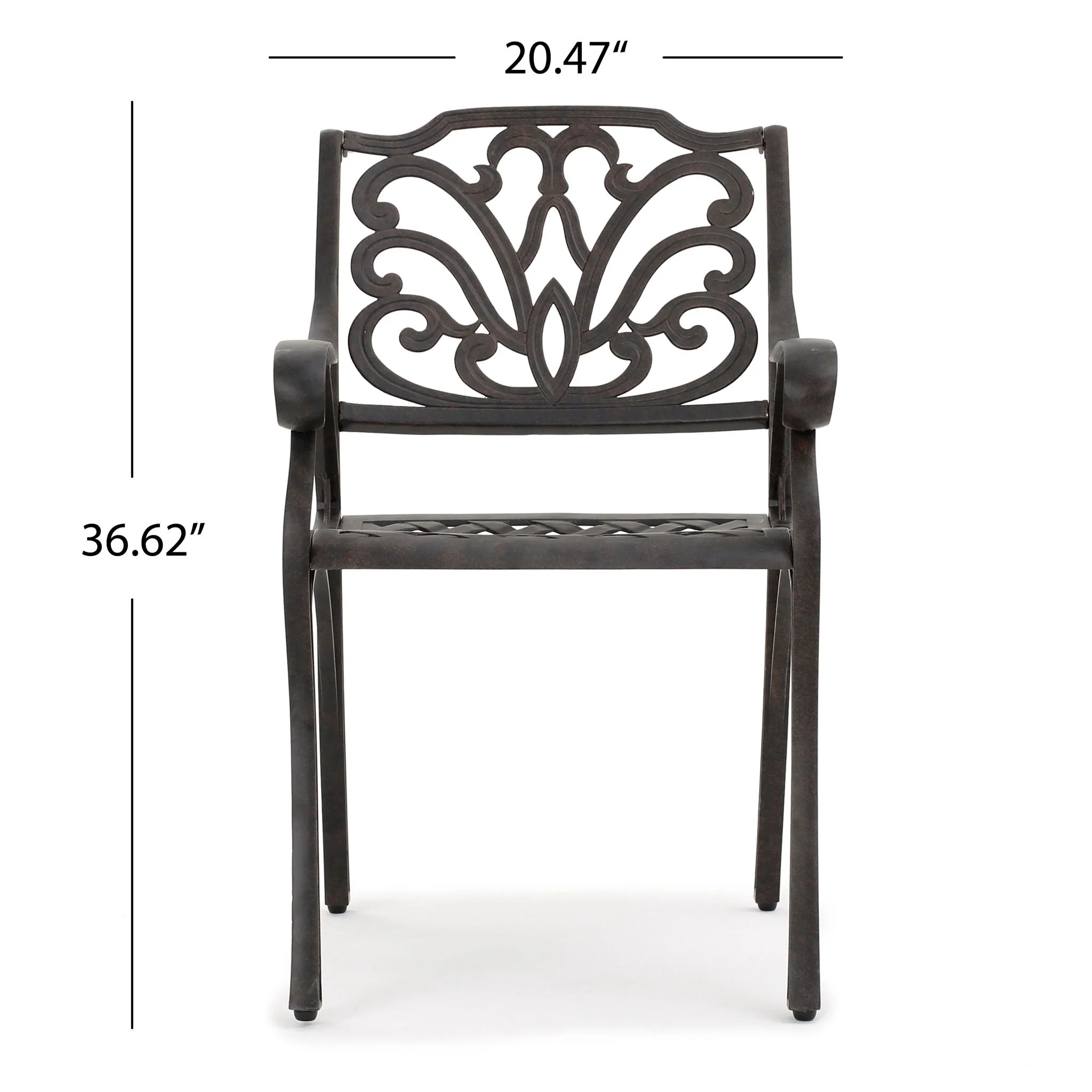 Patio Cast Aluminum Outdoor Dining Chairs (Set of 2) - Bronze - Image 12