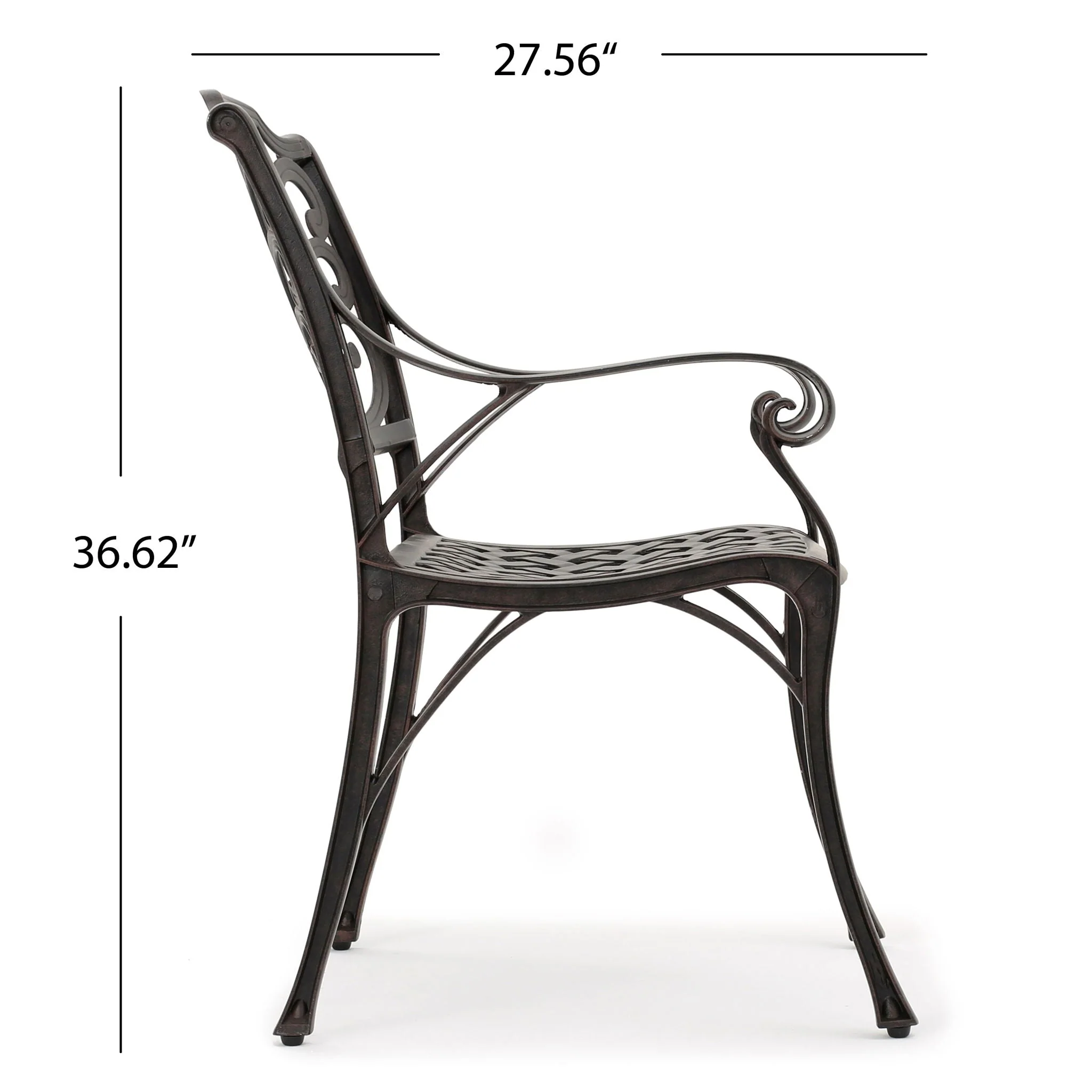 Patio Cast Aluminum Outdoor Dining Chairs (Set of 2) - Bronze - Image 8