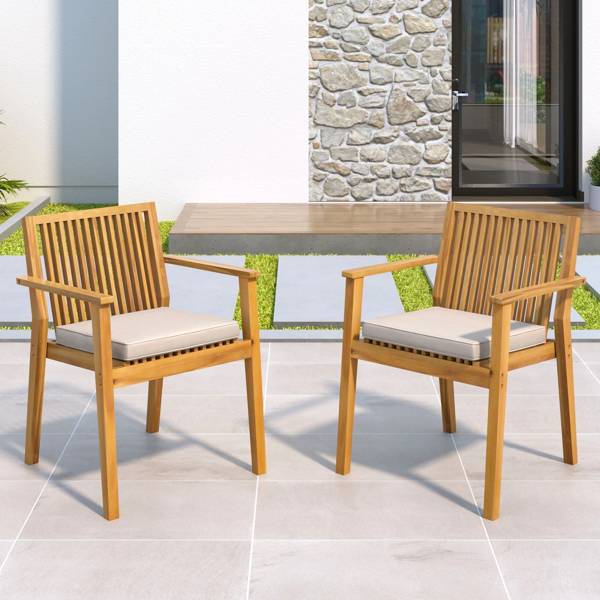 Patio Dining Chair, Comfortable Waterproof Seating (Set of 2) - Image 3