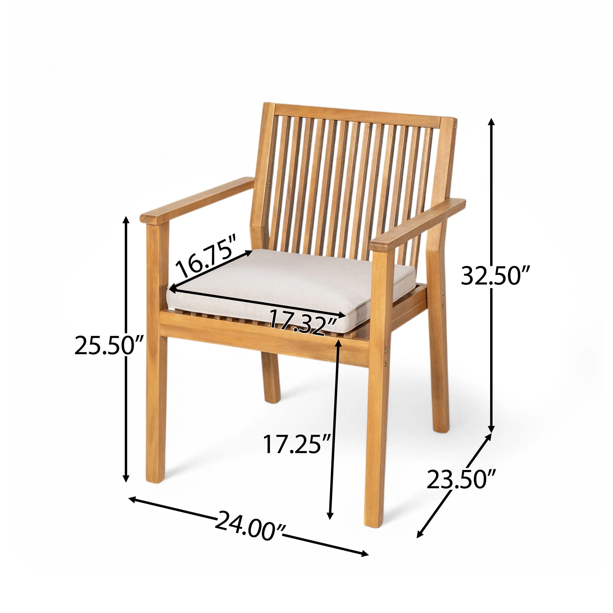 Patio Dining Chair, Comfortable Waterproof Seating (Set of 2) - Image 4