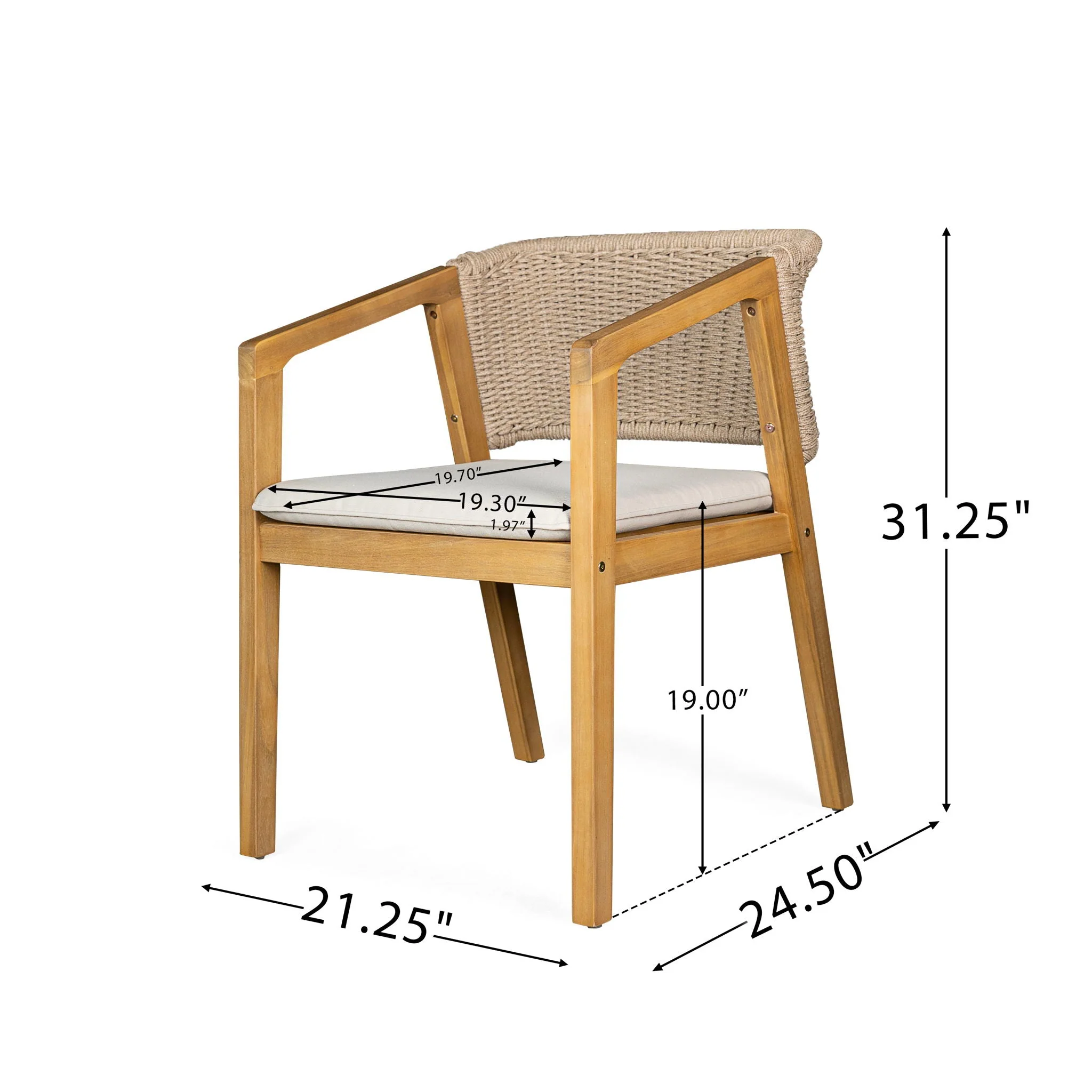 Patio Dining Chair (Set of 2) - Light Teak - Image 2