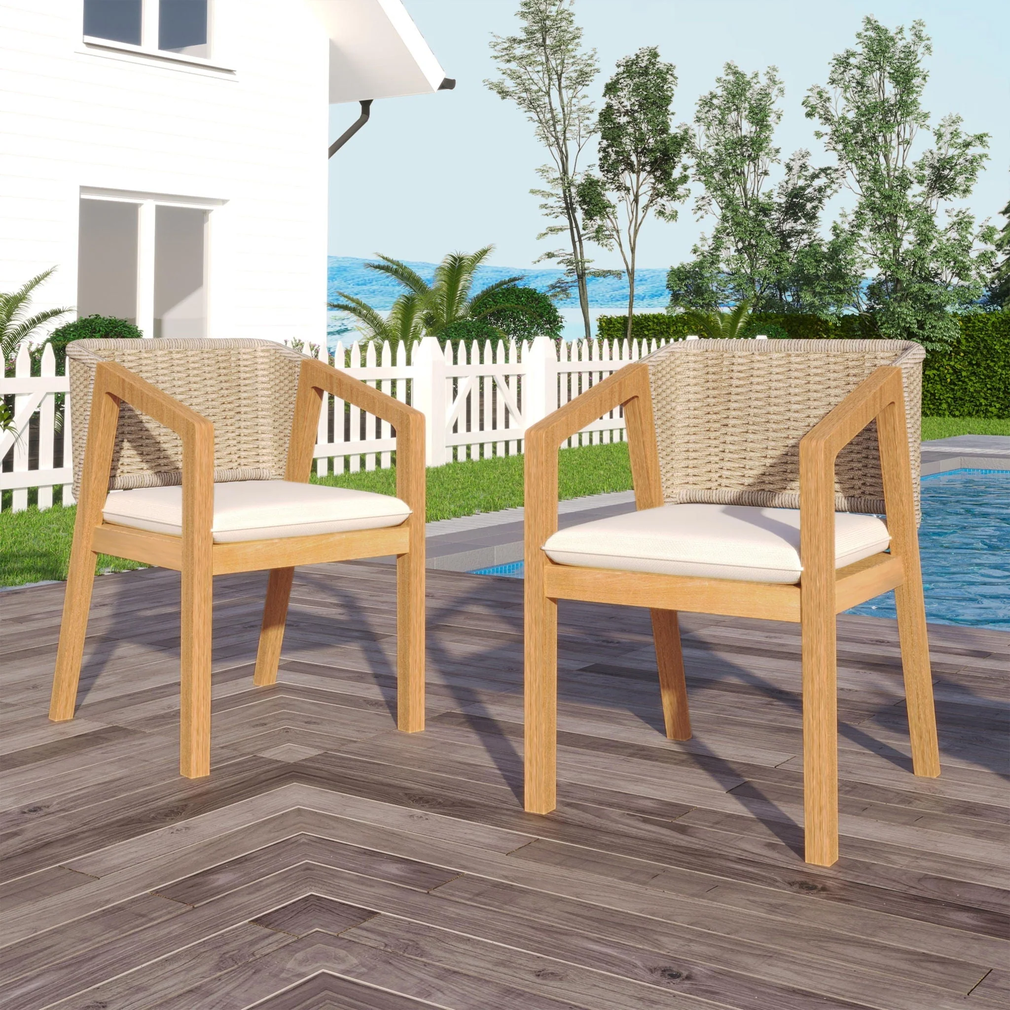 Patio Dining Chair (Set of 2) - Light Teak - Image 3