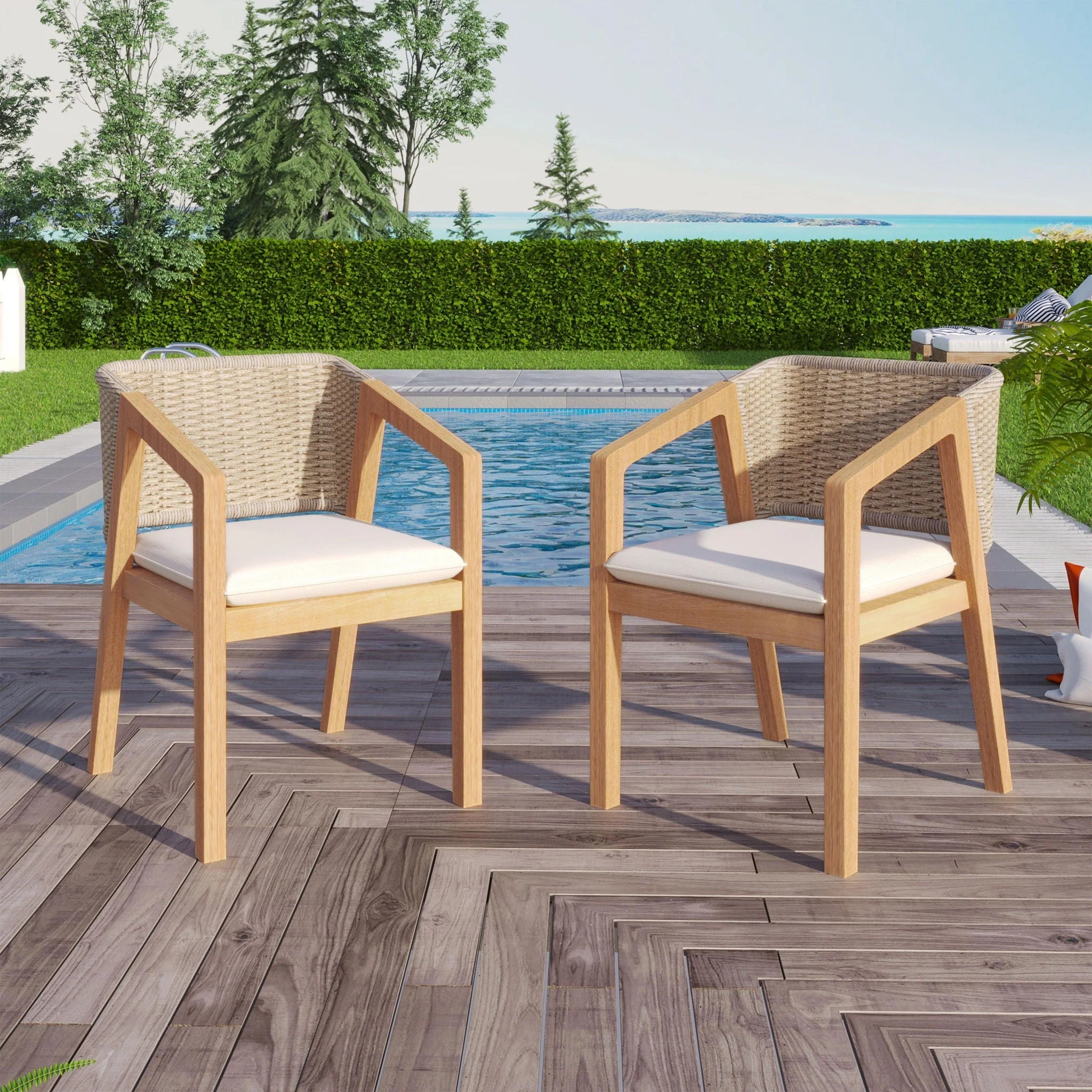 Patio Dining Chair (Set of 2) - Light Teak - Image 4