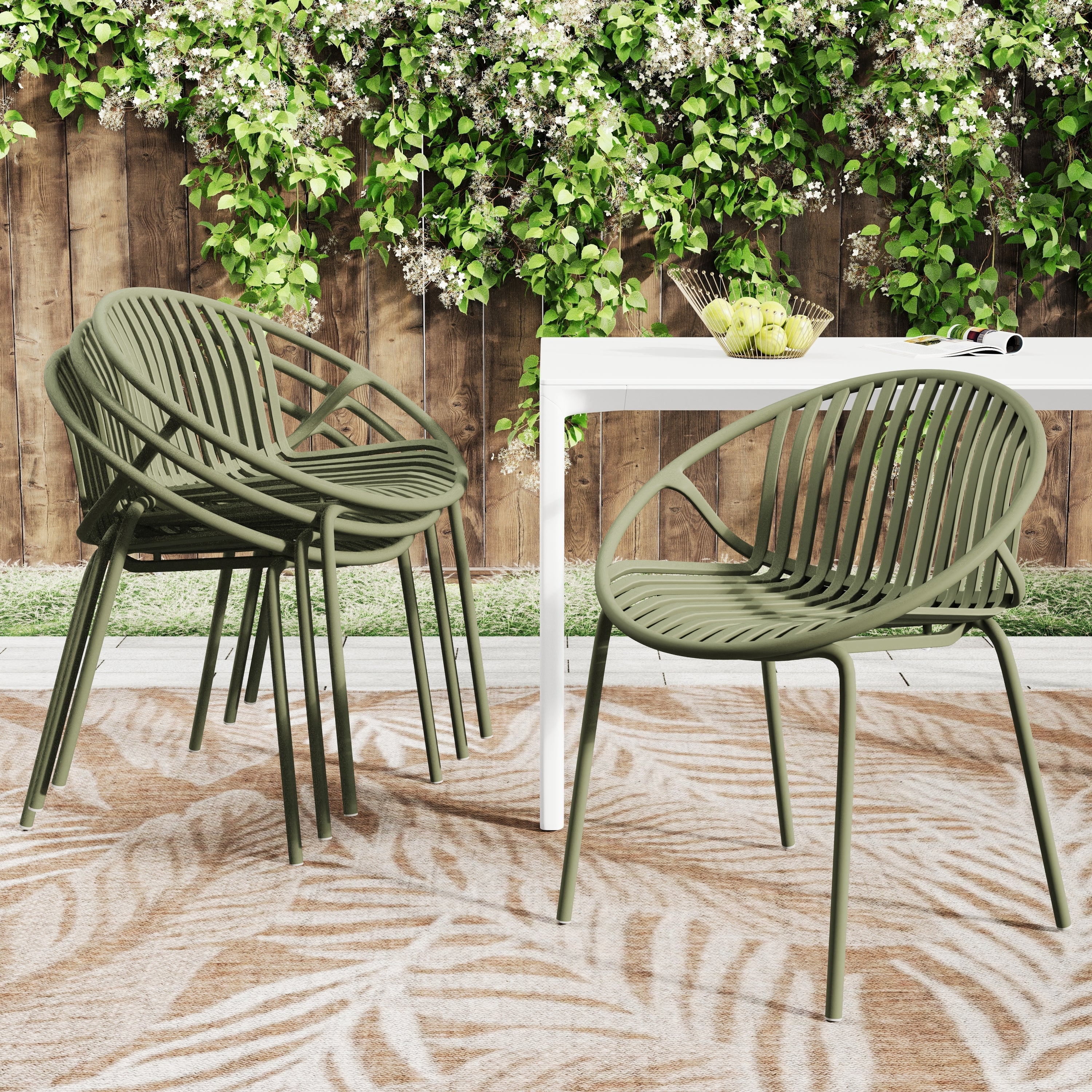 Patio Dining Chairs Stackable Chairs with Breathable Design (Set of 2) - Image 3