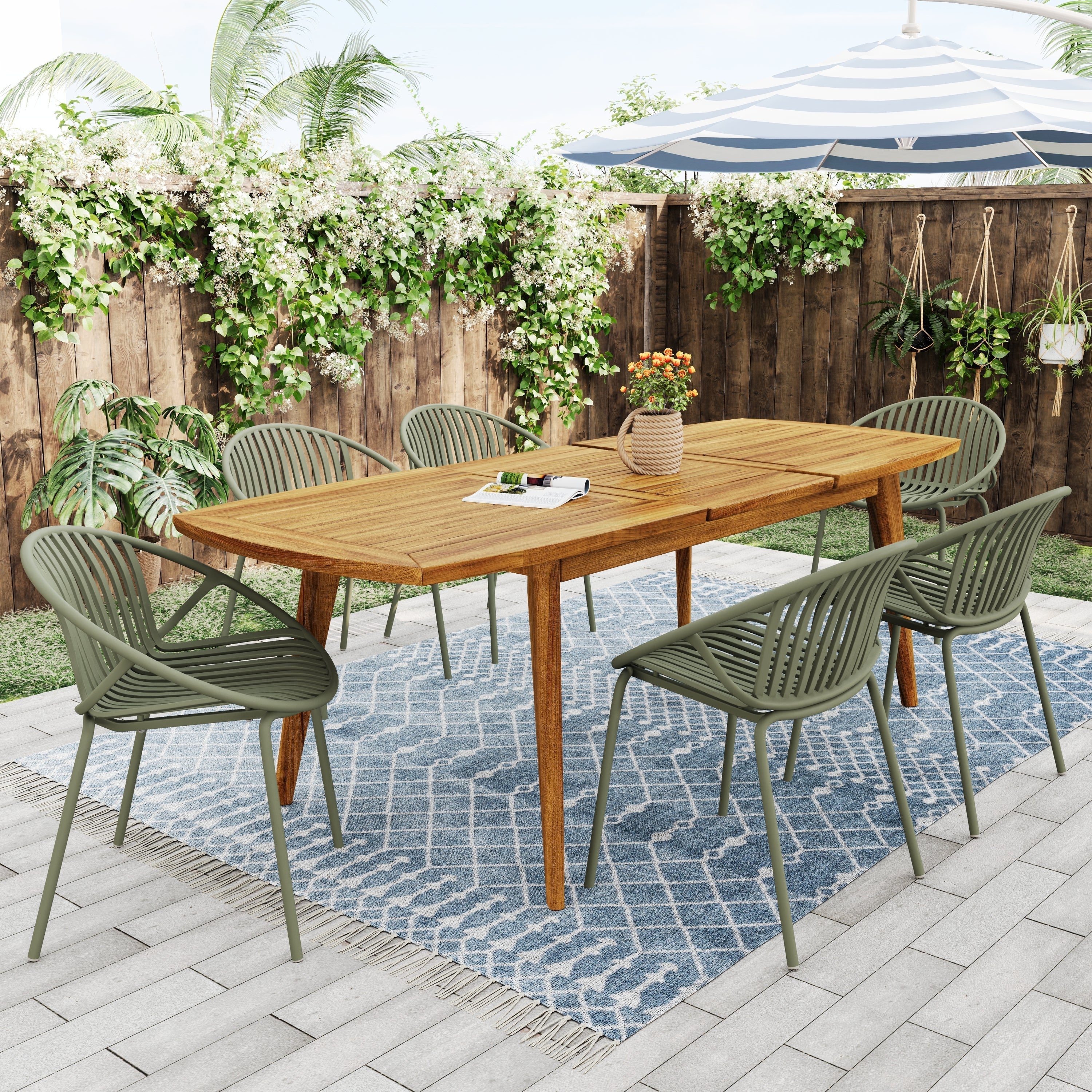 Patio Dining Chairs Stackable Chairs with Breathable Design (Set of 2) - Image 4