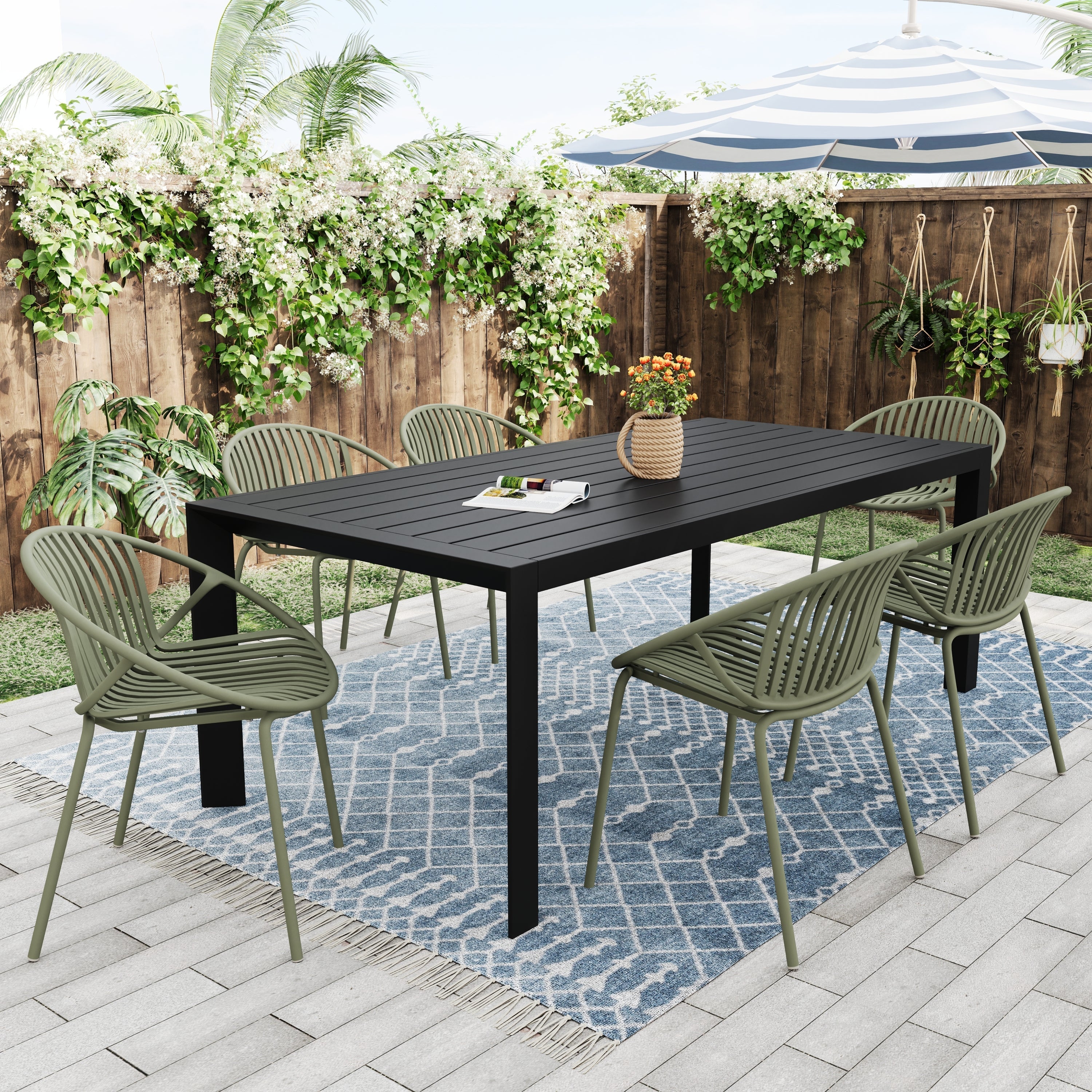 Patio Dining Chairs Stackable Chairs with Breathable Design (Set of 2) - Image 6