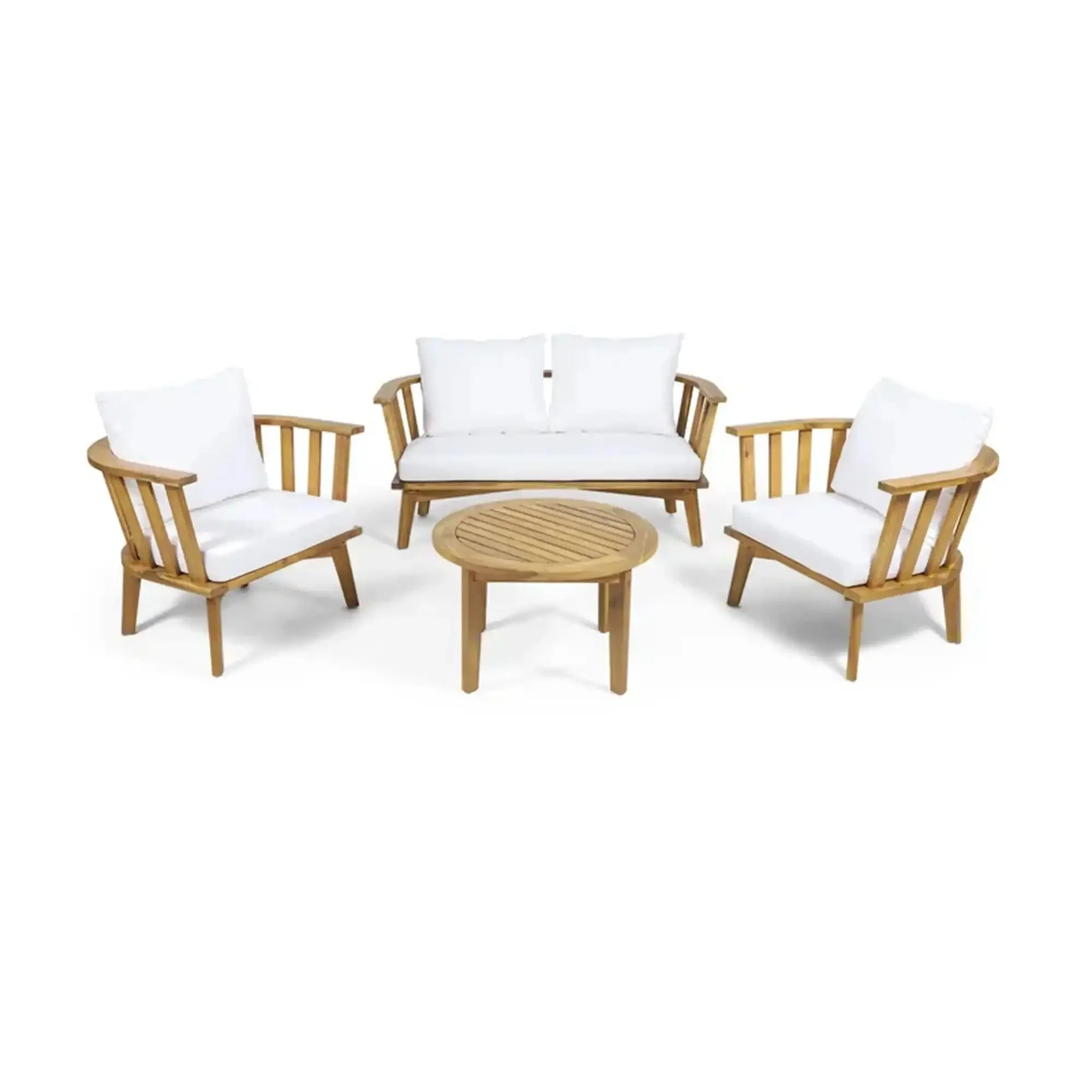 Patio Furniture Set: Outdoor Acacia Wood Patio Club Chair with Table