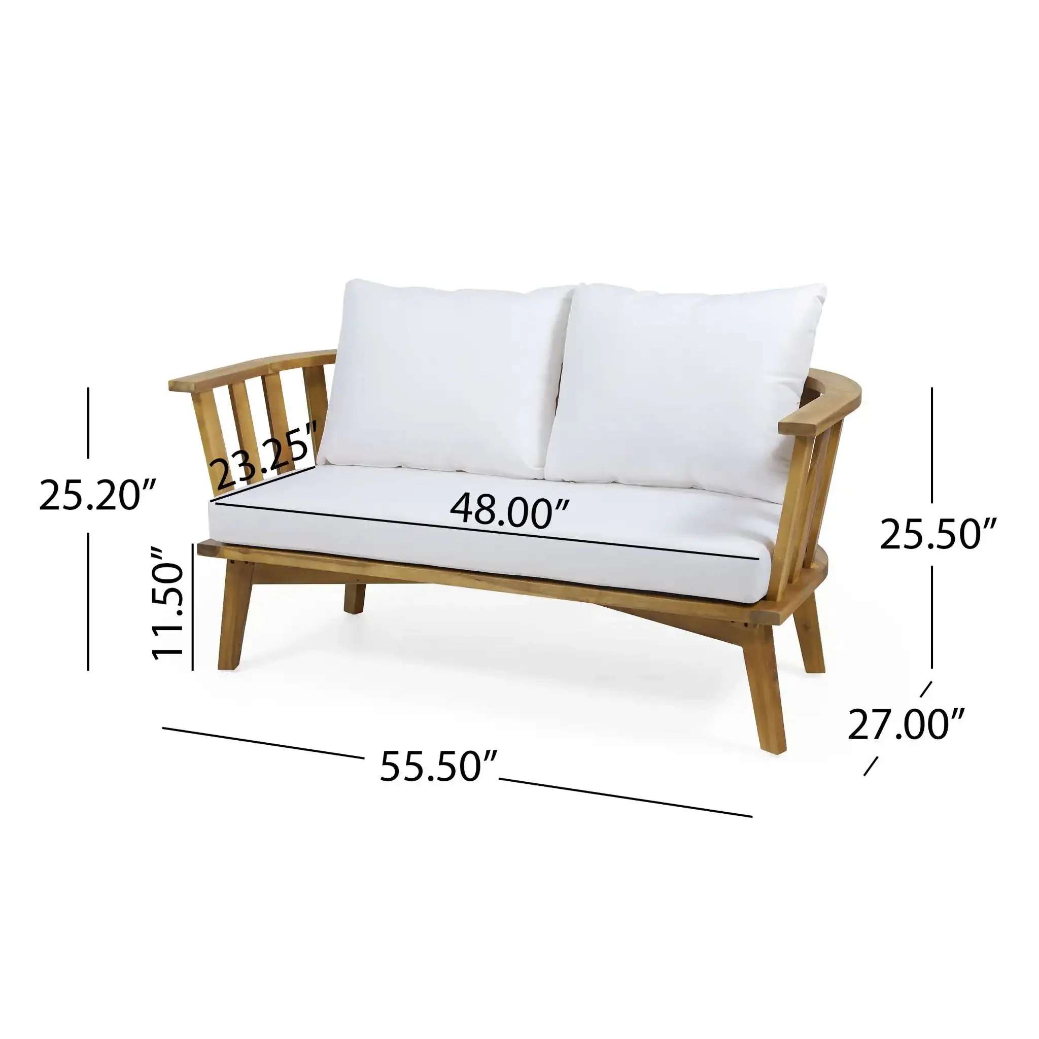 Patio Furniture Set: Outdoor Acacia Wood Patio Club Chair with Table - Image 3