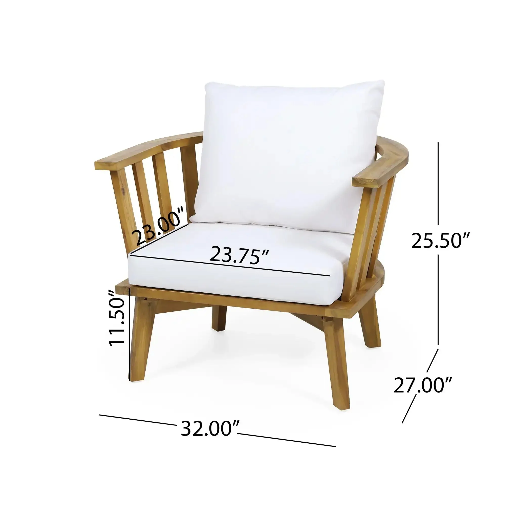 Patio Furniture Set: Outdoor Acacia Wood Patio Club Chair with Table - Image 6