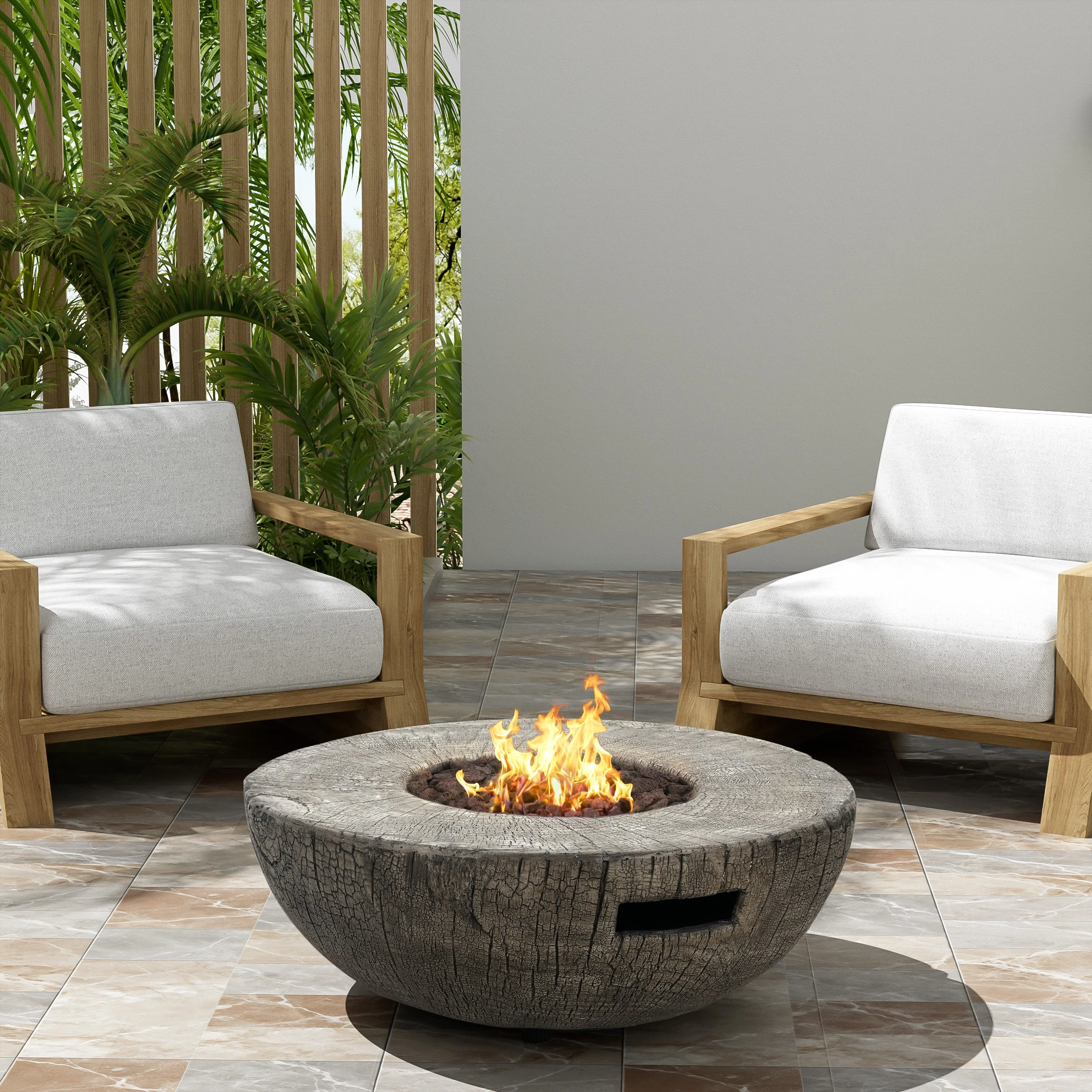 Patio MGO Propane Fire Pit, 30,000 BTU, Light Grey - Image 2