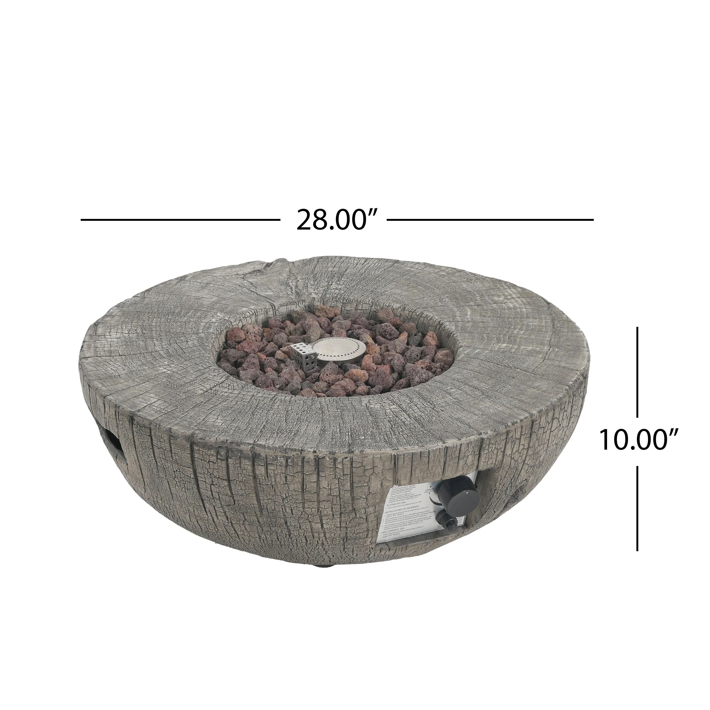 Patio MGO Propane Fire Pit, 30,000 BTU, Light Grey - Image 3