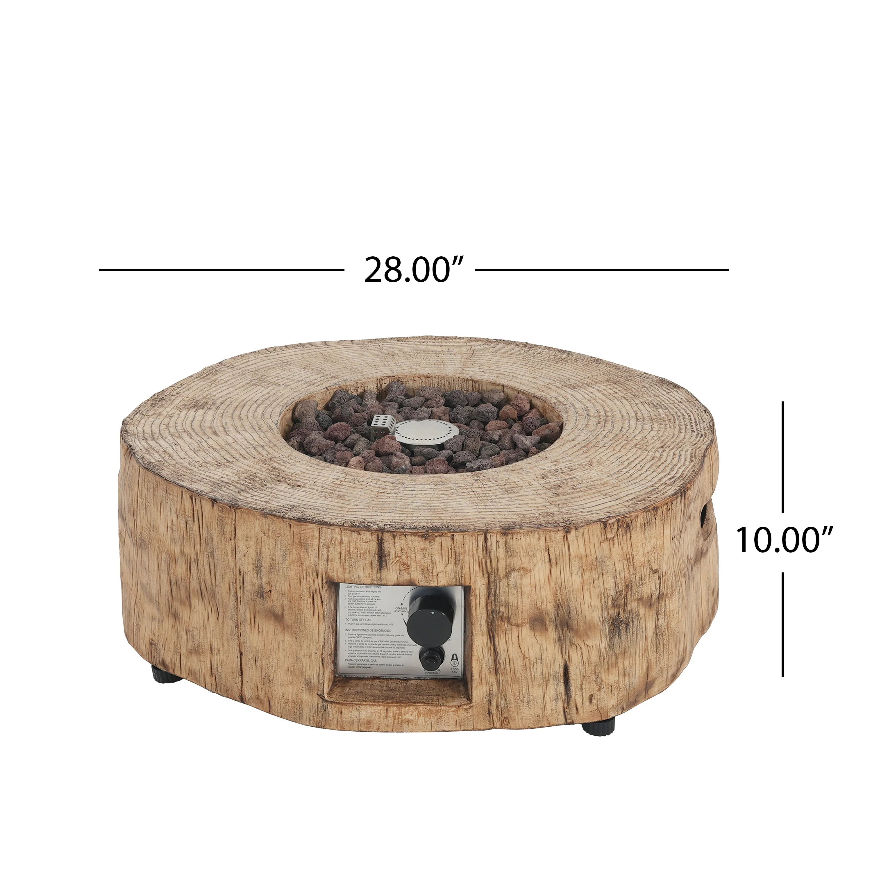Patio MGO Propane Fire Pit, 30,000 BTU, Wood Pattern Brown - Image 3