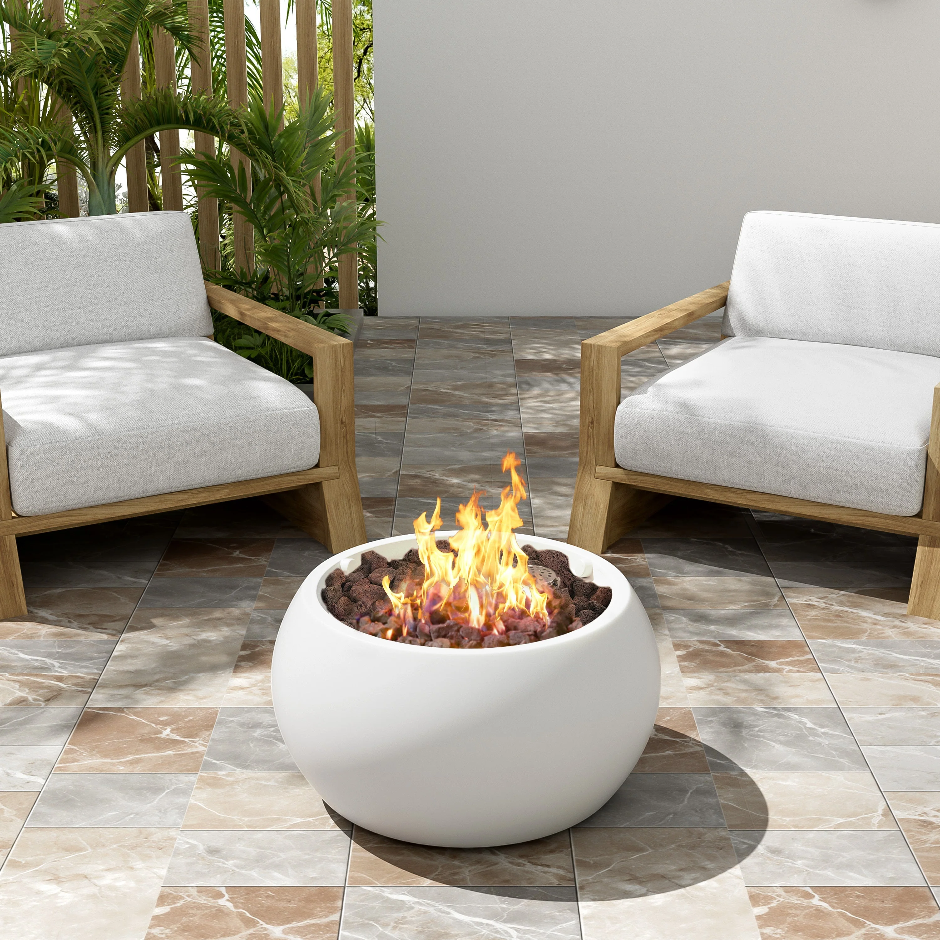 Patio MGO Propane Fire Pit, 40,000 BTU, White - Image 2