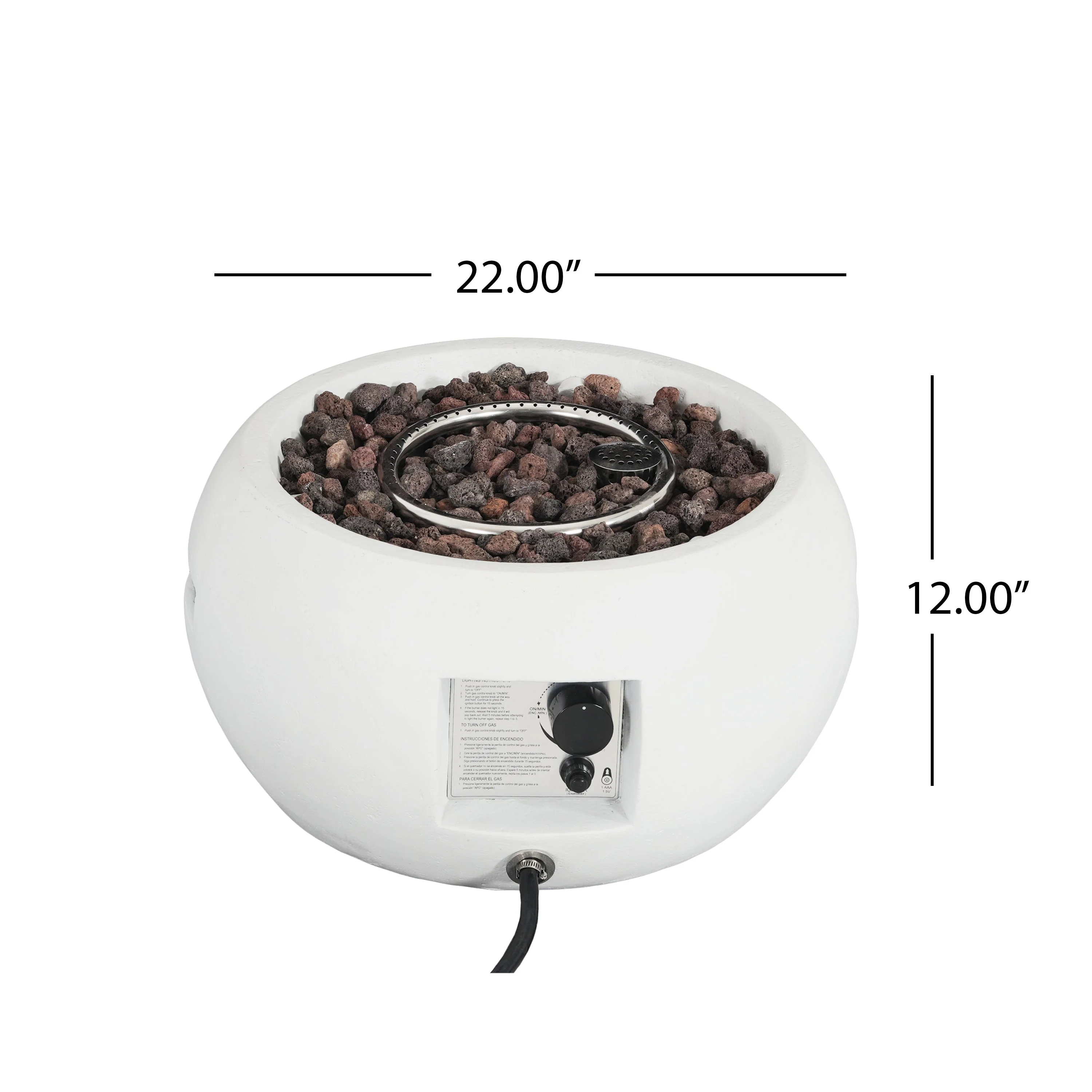 Patio MGO Propane Fire Pit, 40,000 BTU, White - Image 4