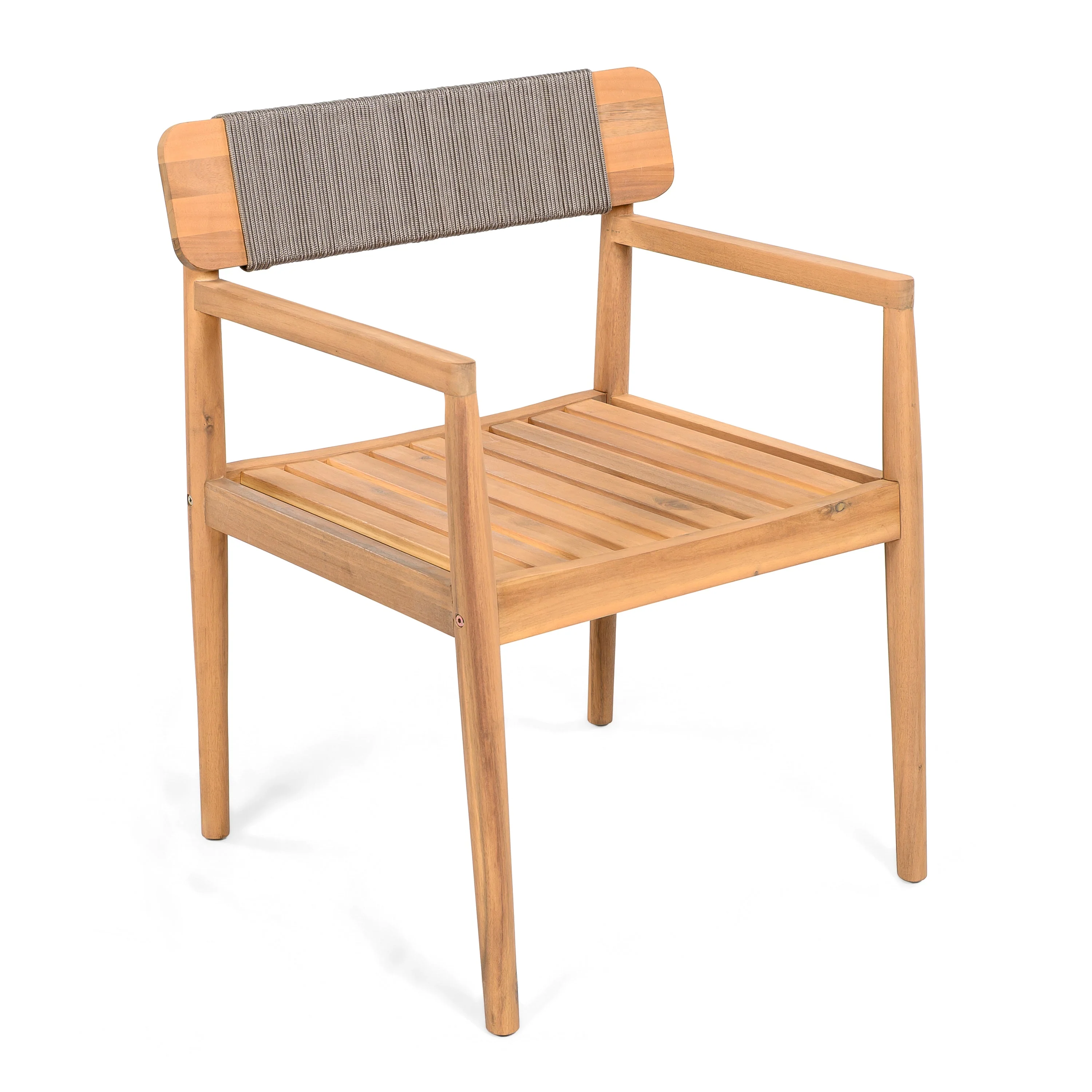 Patio Set Outdoor Acacia Wood Furniture Sets - Braided Dining Chairs & Dining Table - Image 14