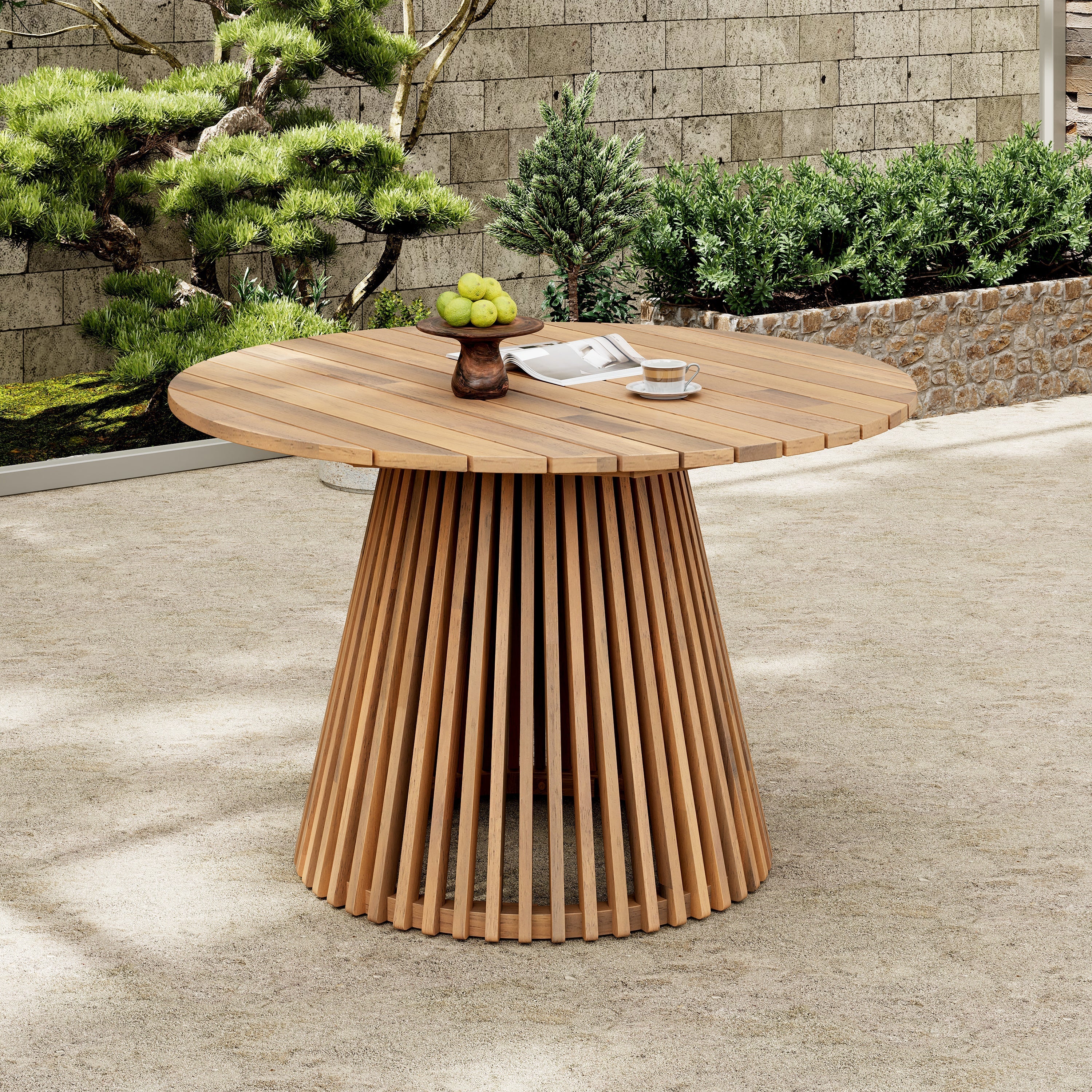 Patio Set Outdoor Acacia Wood Furniture Sets - Braided Dining Chairs & Dining Table - Image 4