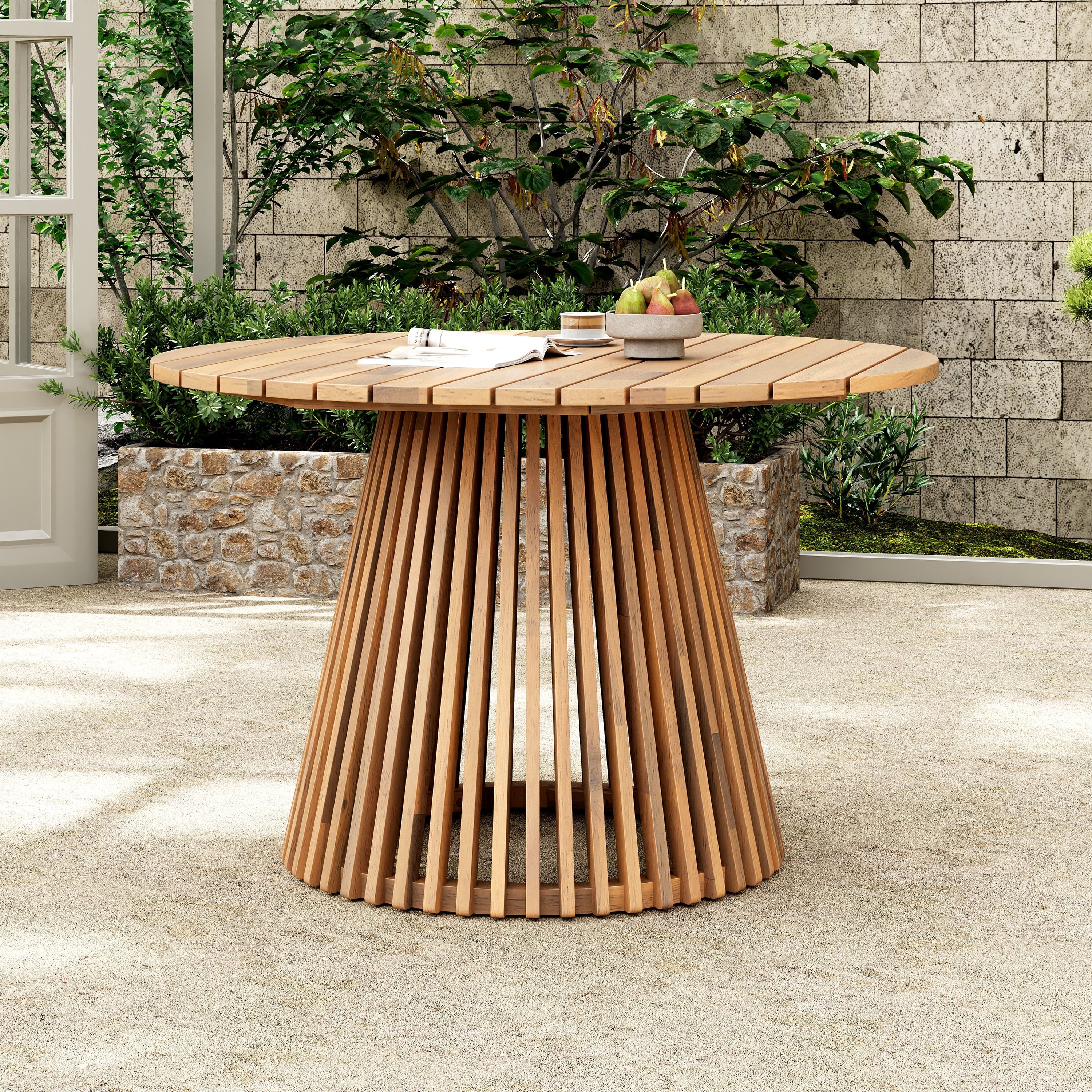 Patio Set Outdoor Acacia Wood Furniture Sets - Braided Dining Chairs & Dining Table - Image 5