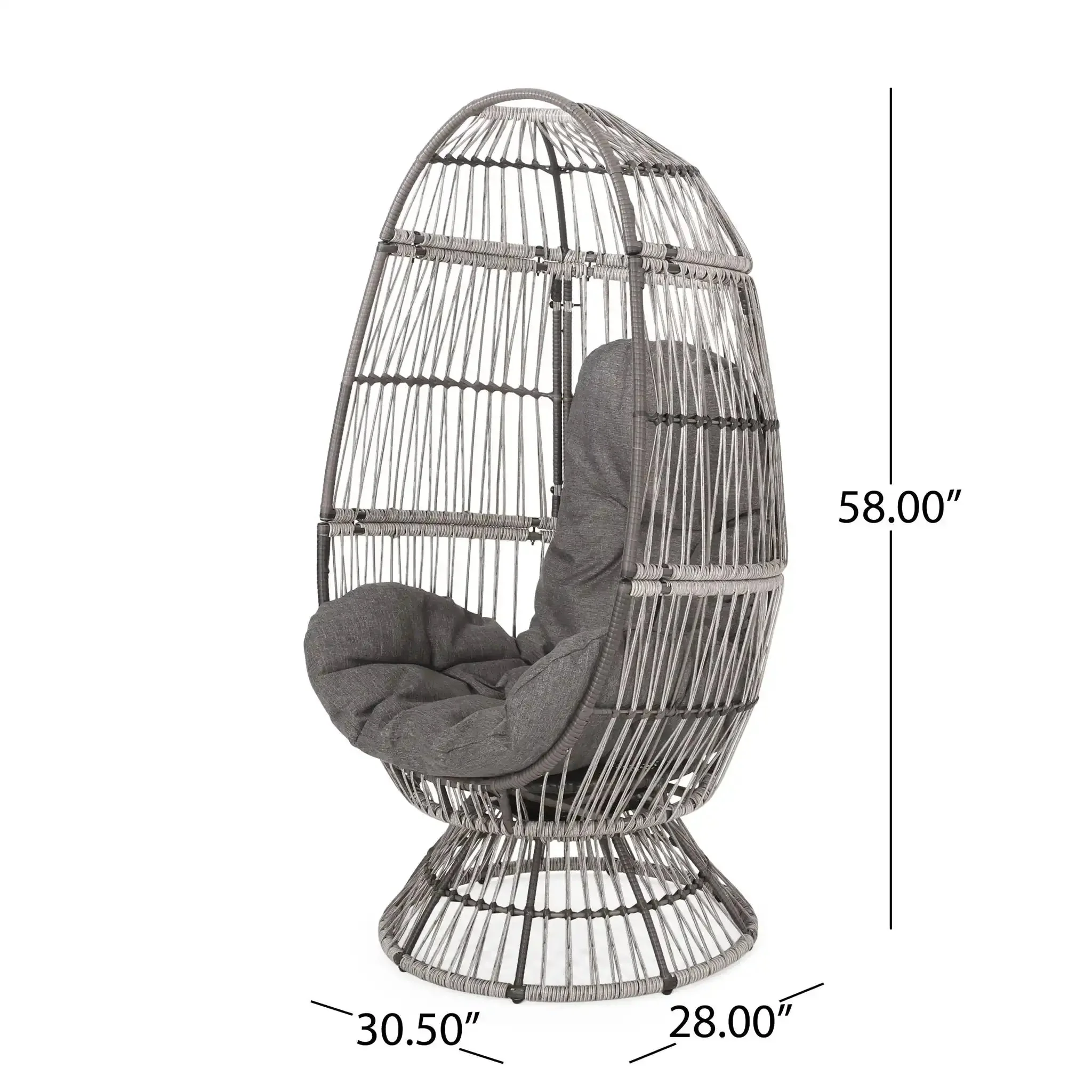 Patio Swivel Basket Egg Chair With Cushion - Image 5