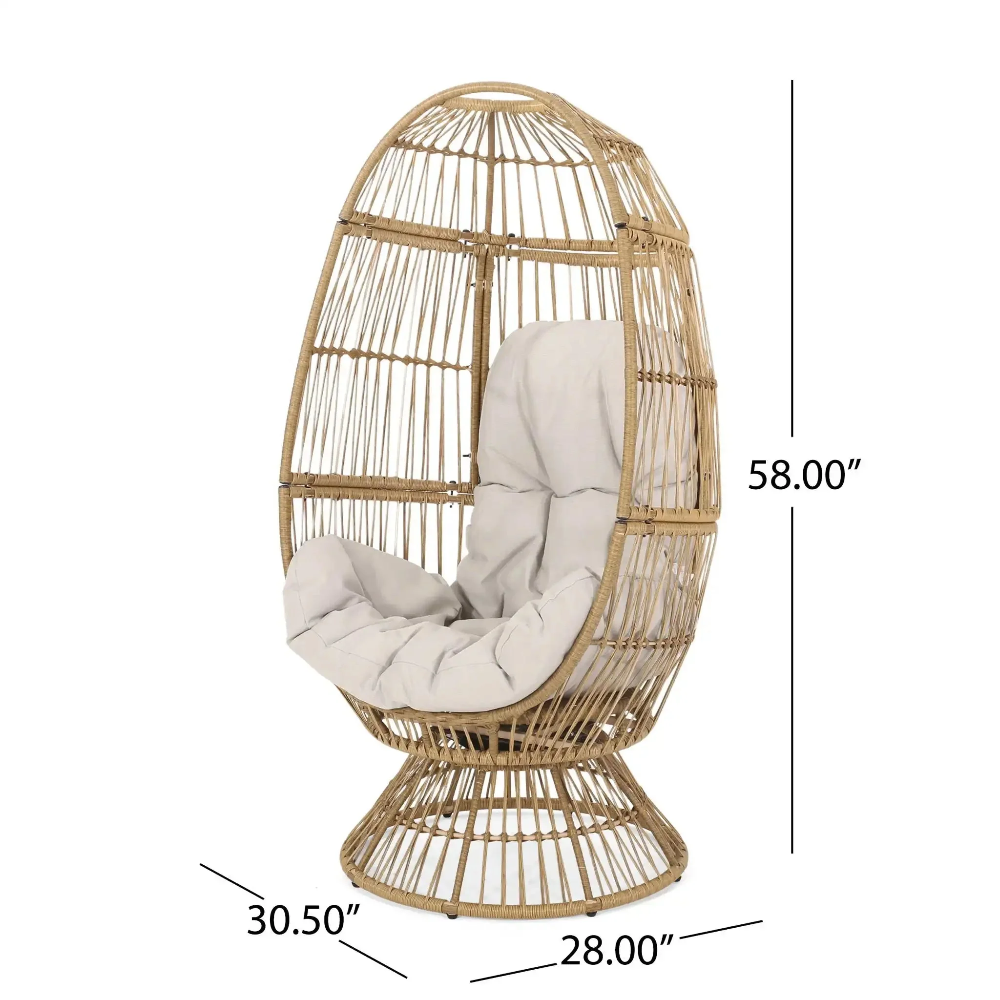 Patio Swivel Basket Egg Chair With Cushion - Image 6