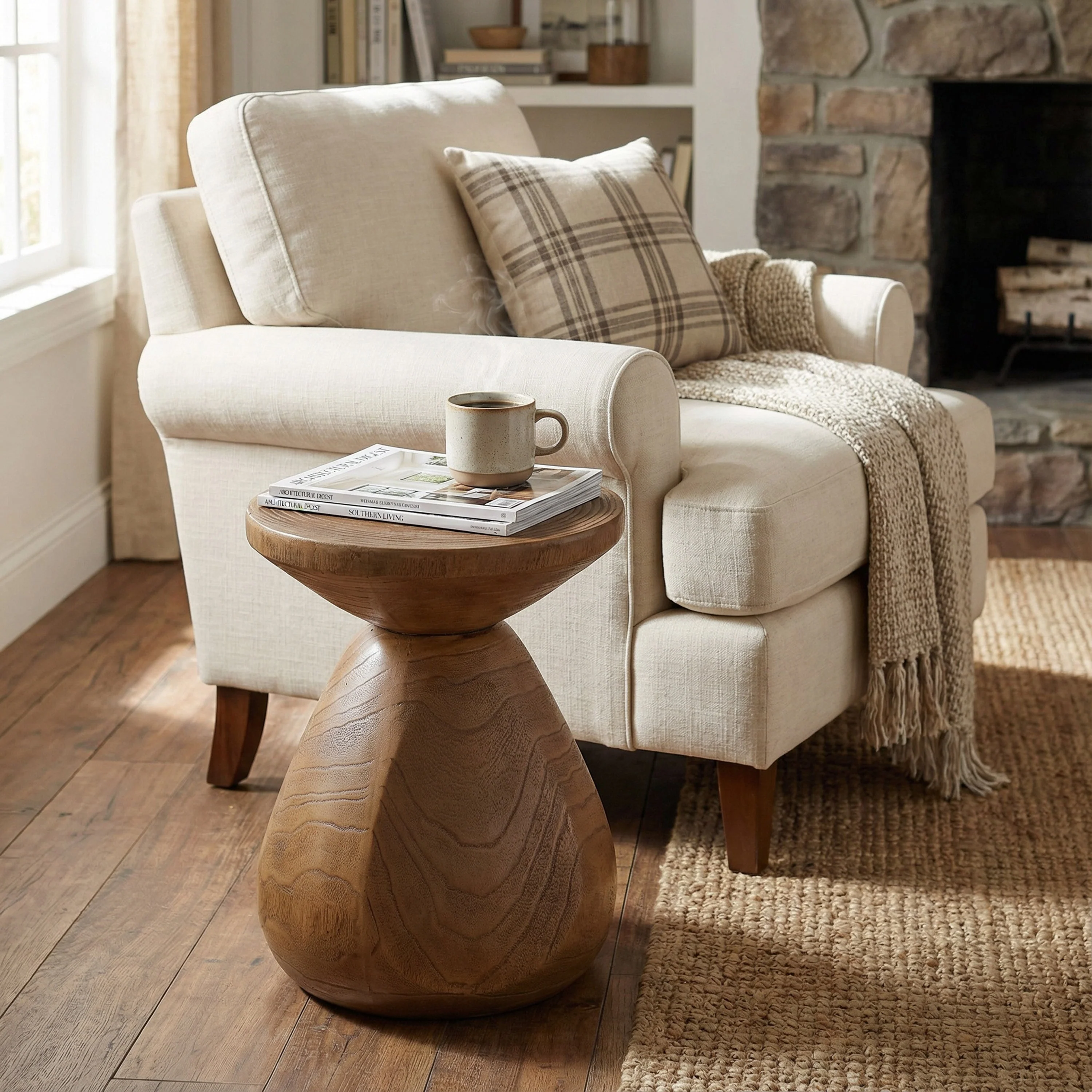 Patti Outdoor Patio MGO Wood Side Table - Image 3