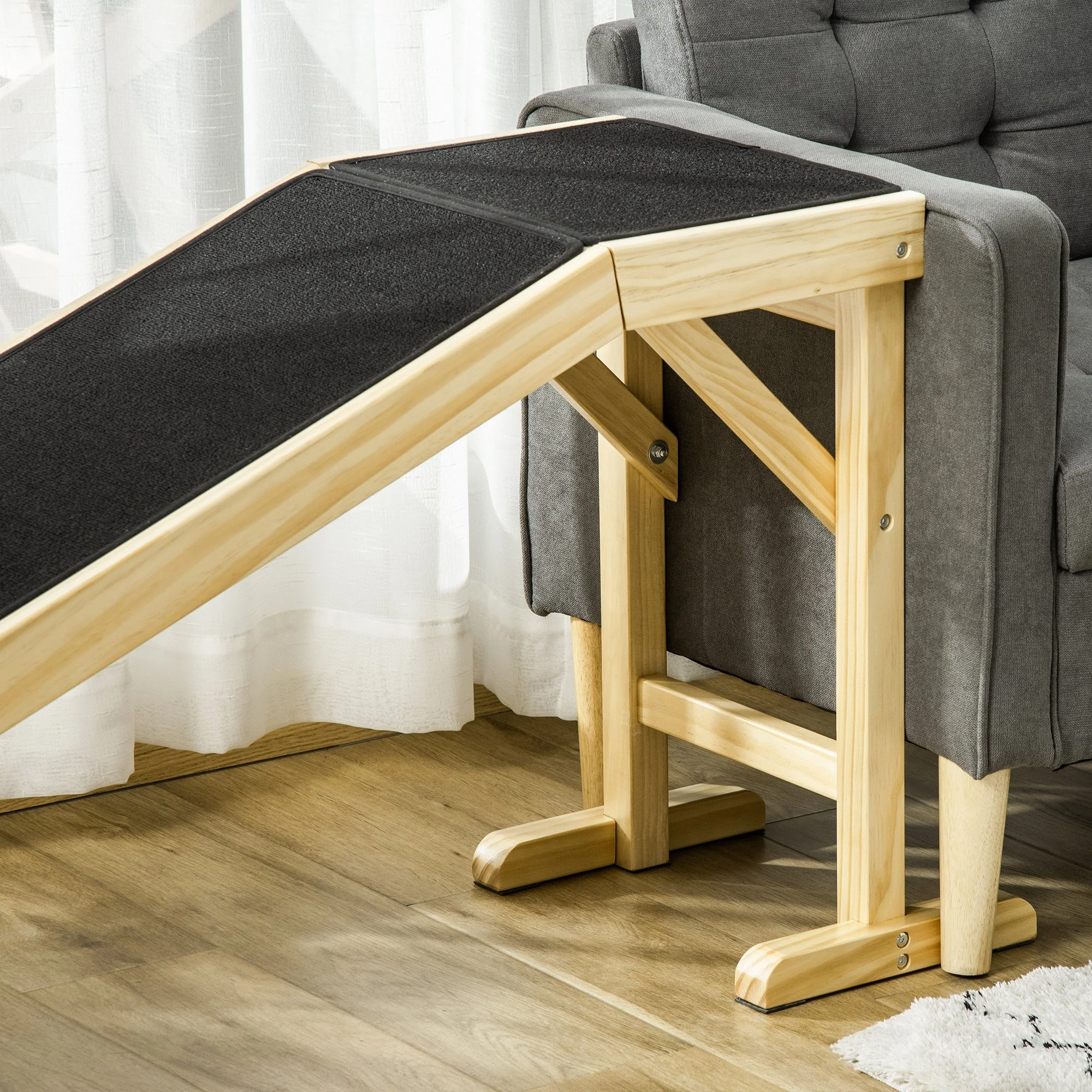 PawHut Dog Ramp for Bed with Non-Slip Carpet - Image 7