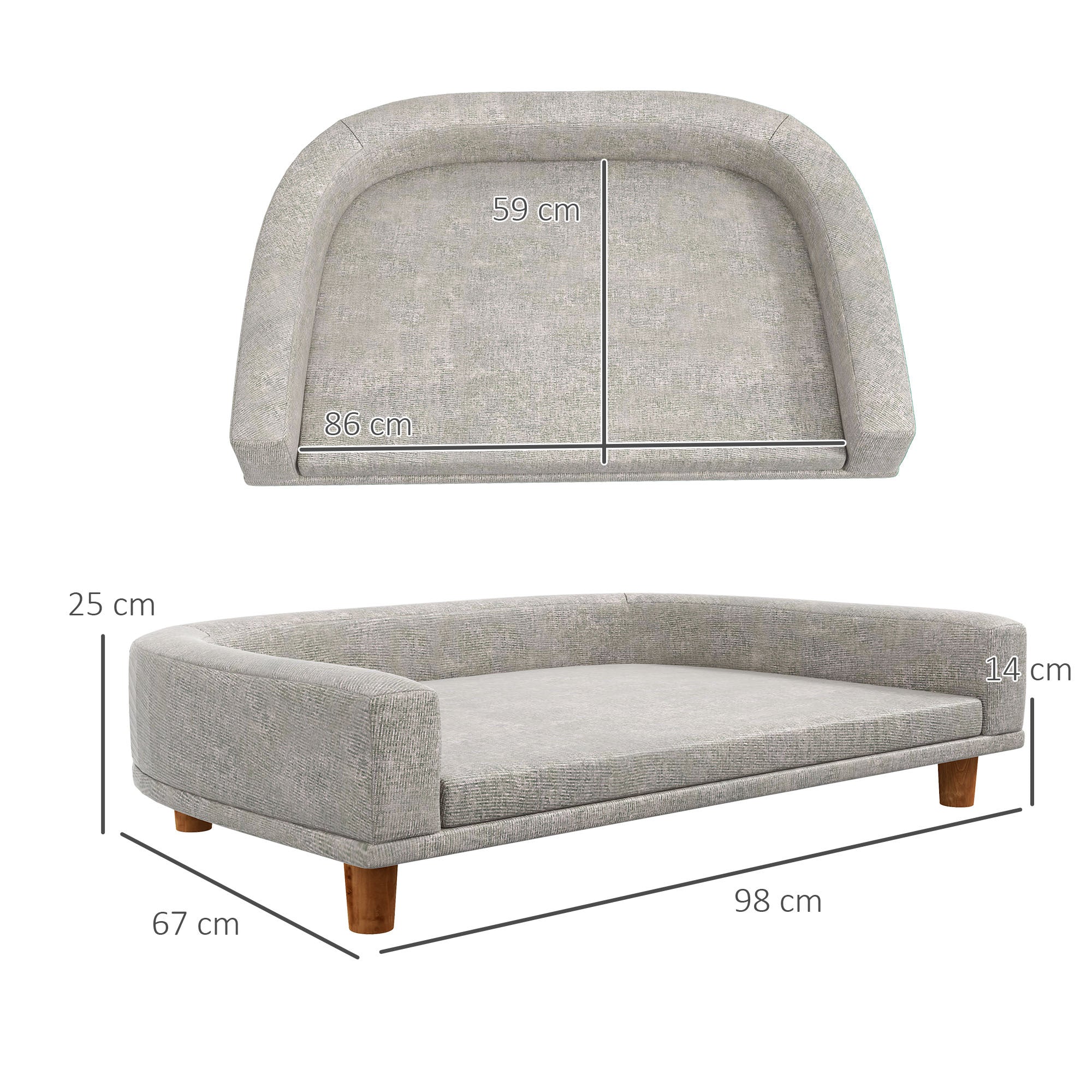 PawHut Dog Sofa Couch Pet Bed with Comfortable Luxury Cushion - Image 6