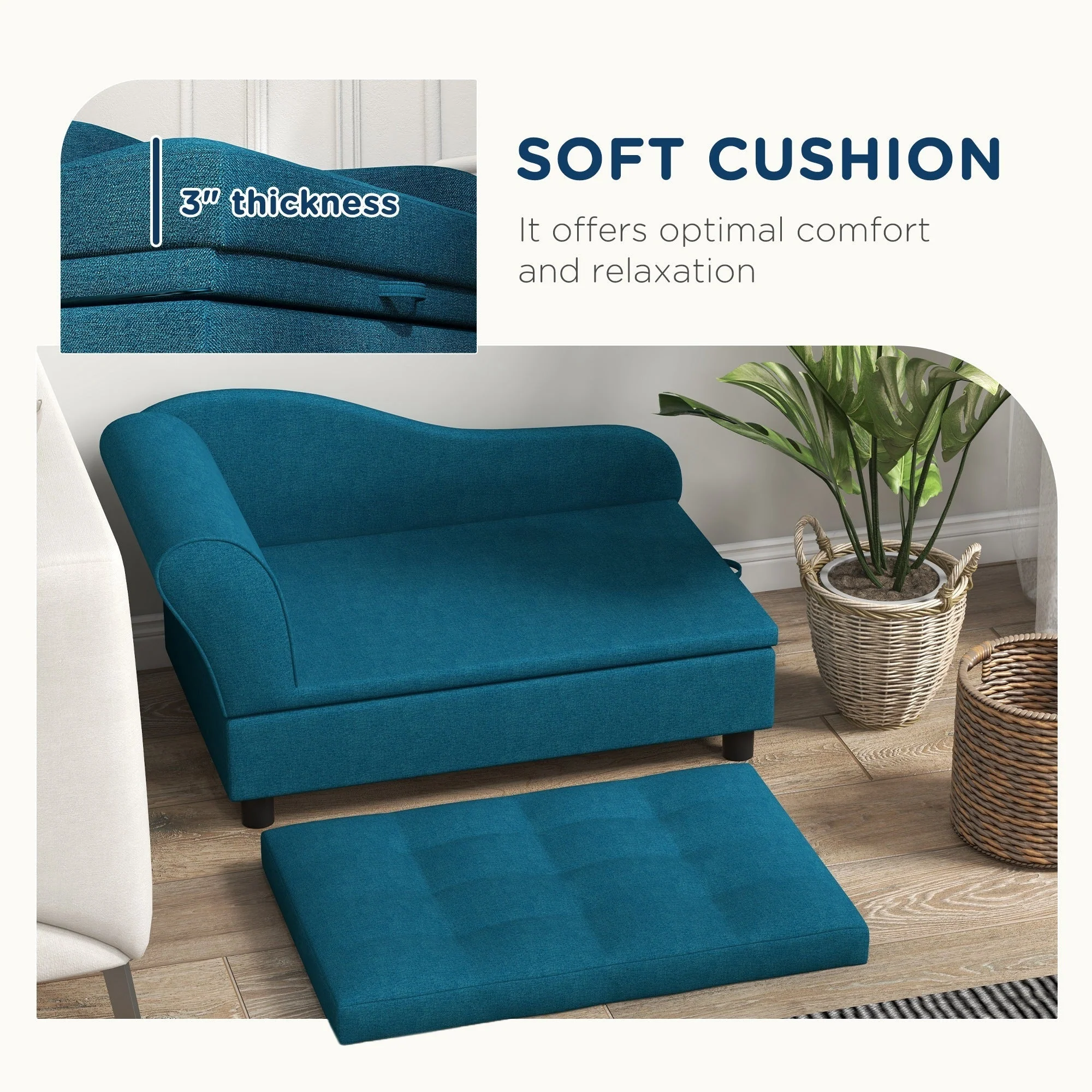 PawHut Elevated Pet Sofa Bed for Small and Medium Dogs - Image 6
