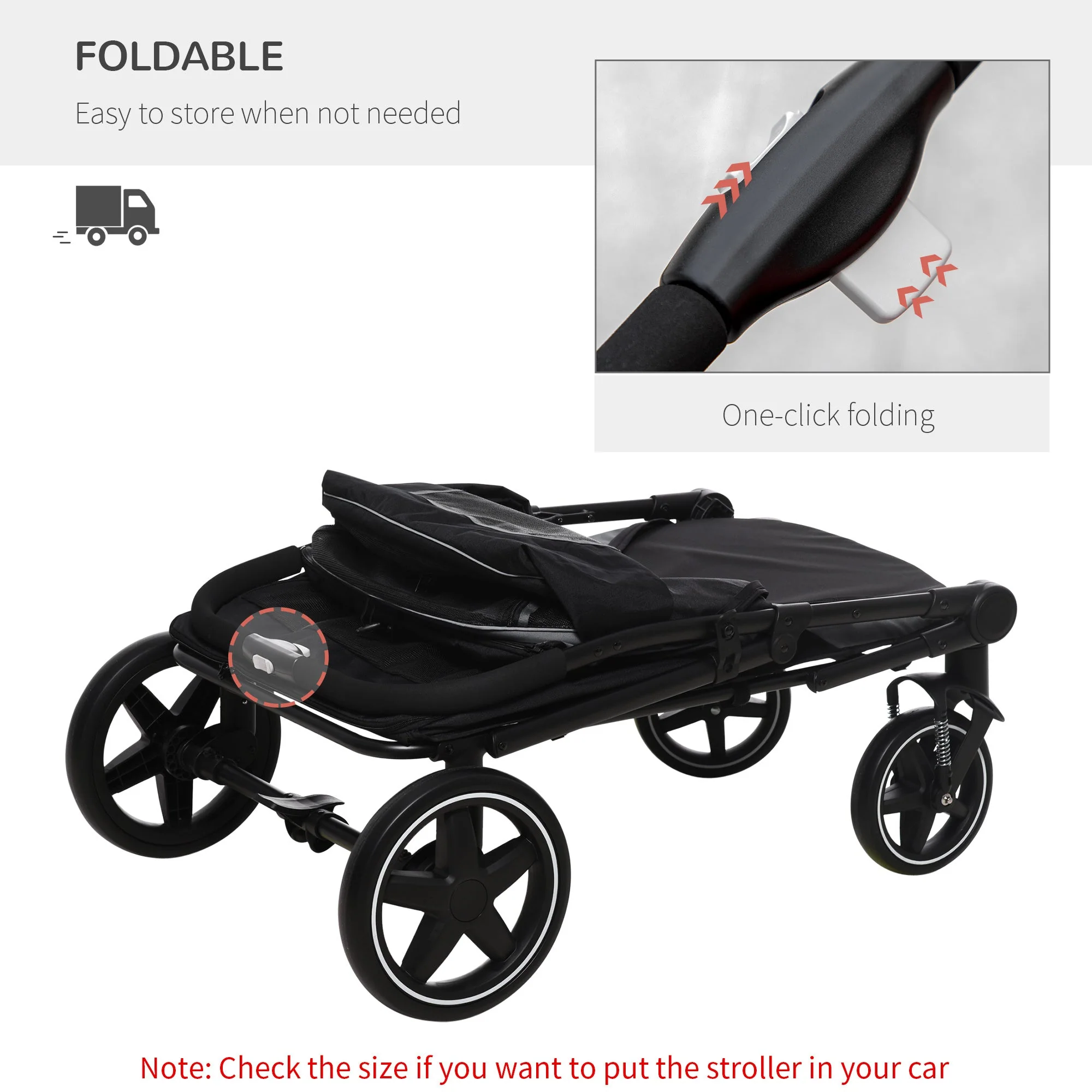 PawHut Foldable Doggy Stroller for Medium Large Dogs and Cats - Image 5