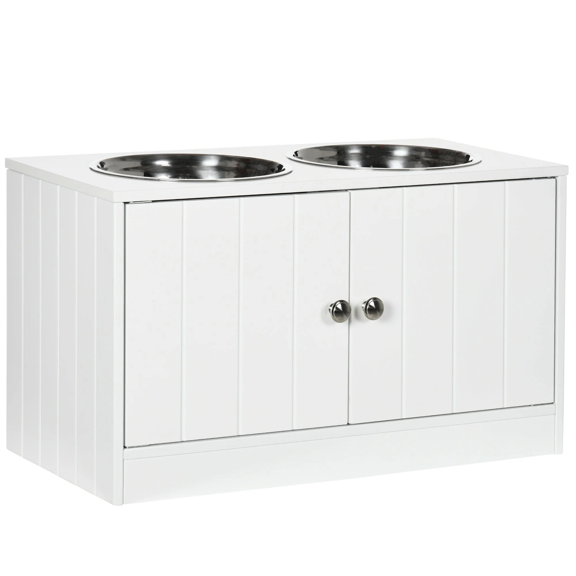 PawHut Large Elevated Dog Bowls with Storage Cabinet - Image 2