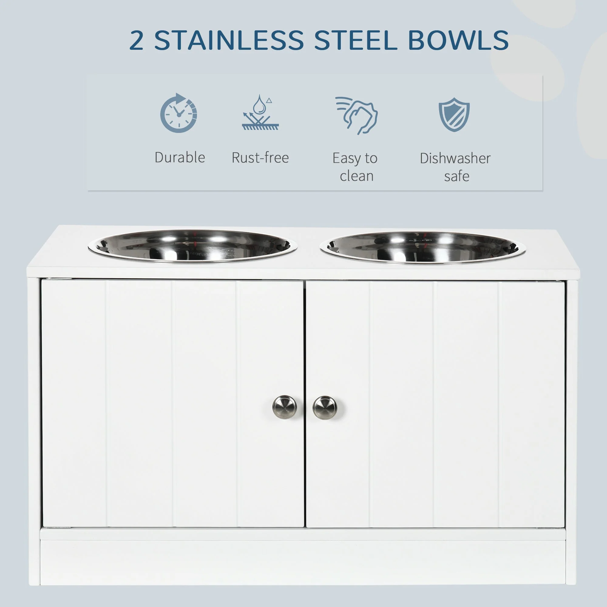 PawHut Large Elevated Dog Bowls with Storage Cabinet - Image 4
