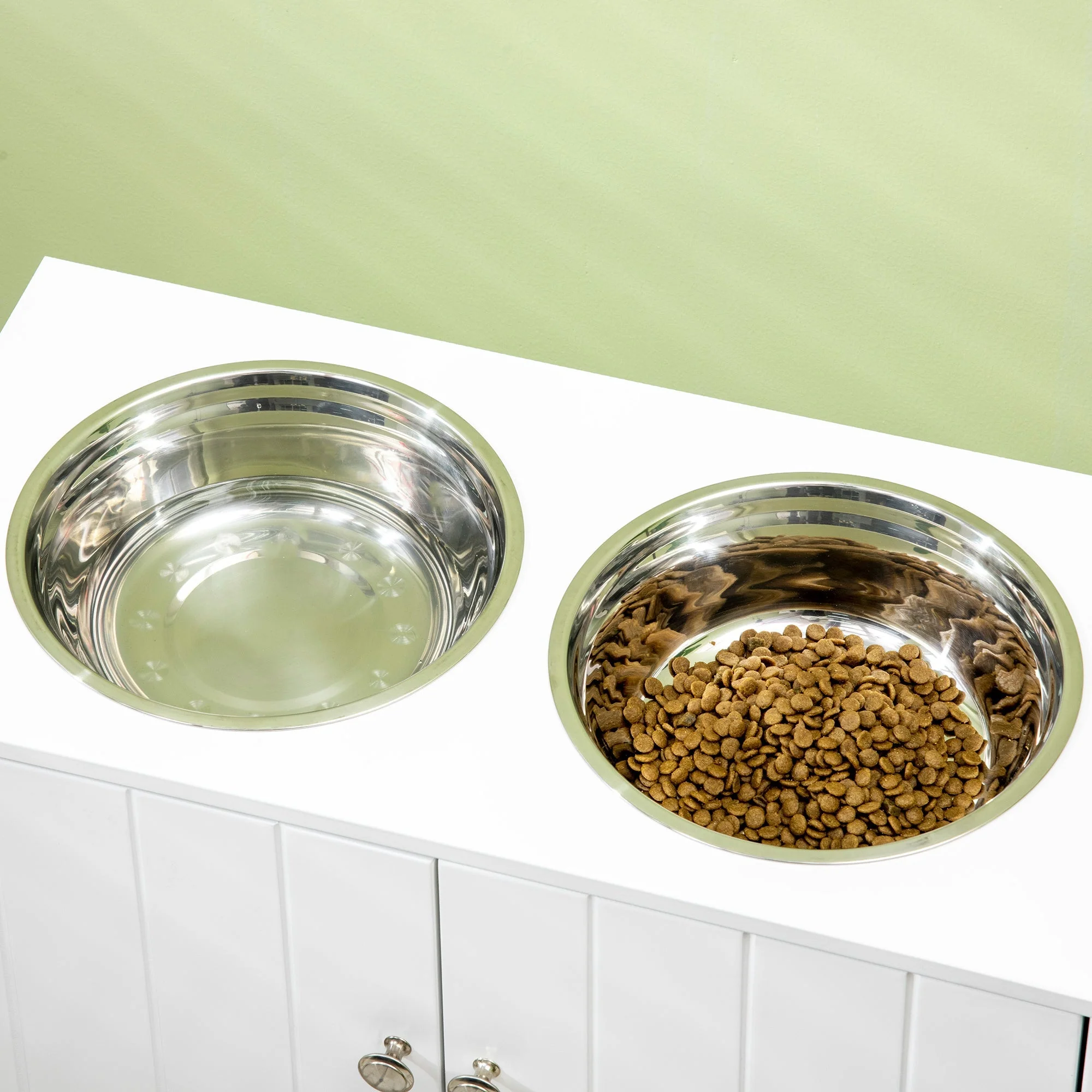 PawHut Large Elevated Dog Bowls with Storage Cabinet - Image 7