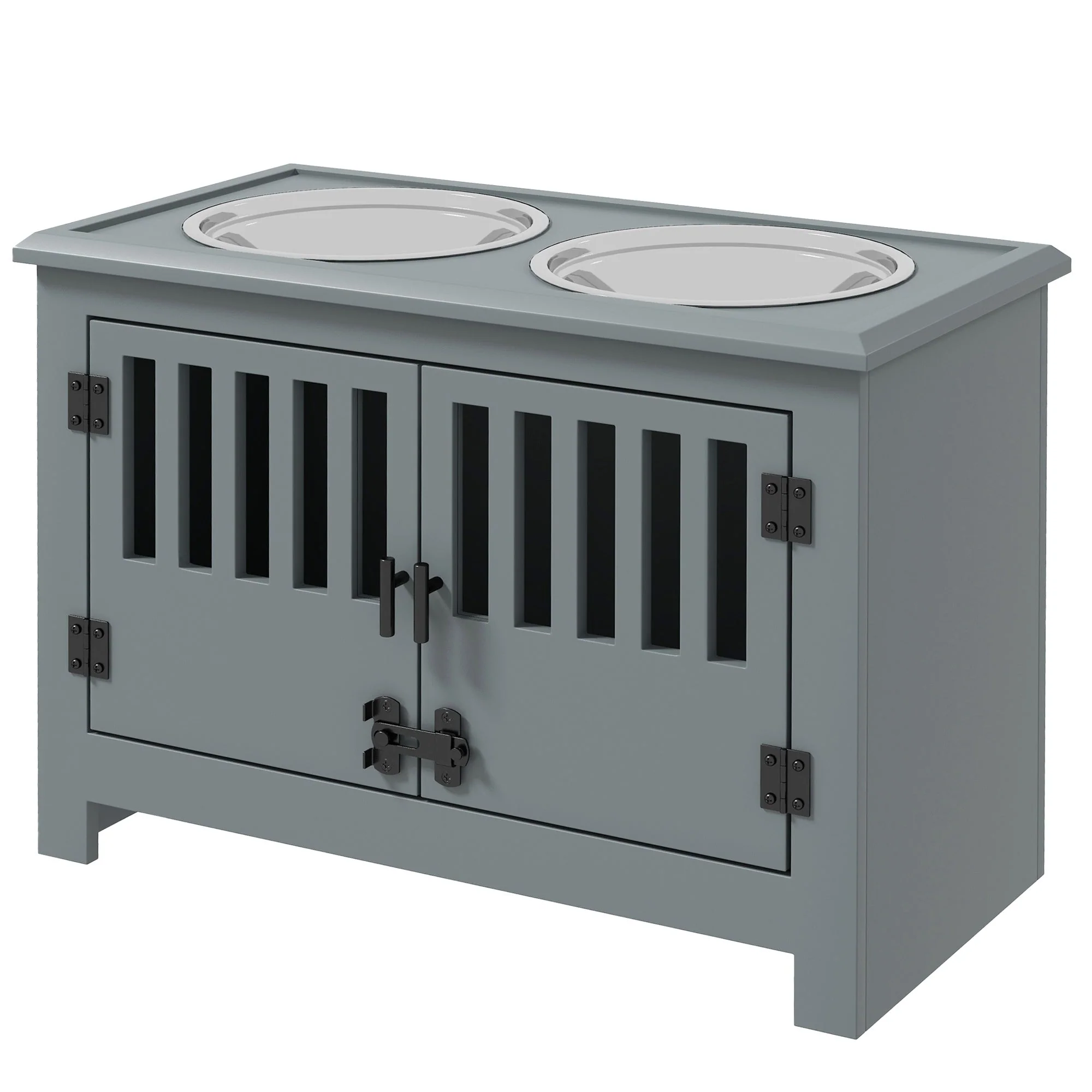 PawHut Large Elevated Dog Bowls with Storage Cabinet - Image 10
