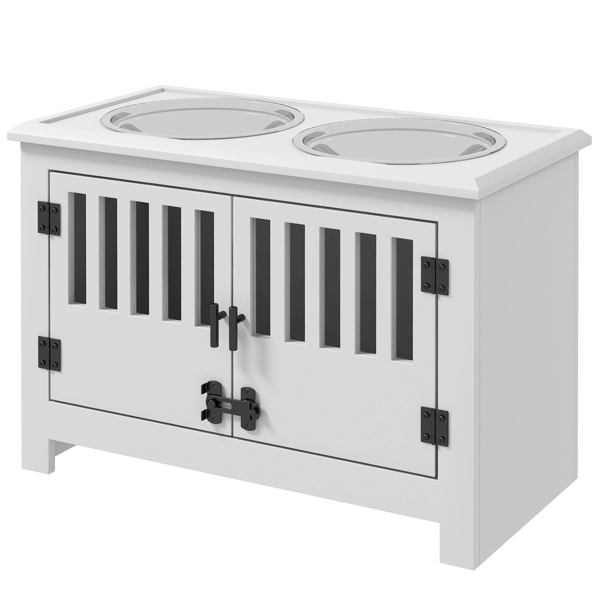 PawHut Large Elevated Dog Bowls with Storage Cabinet - Image 10
