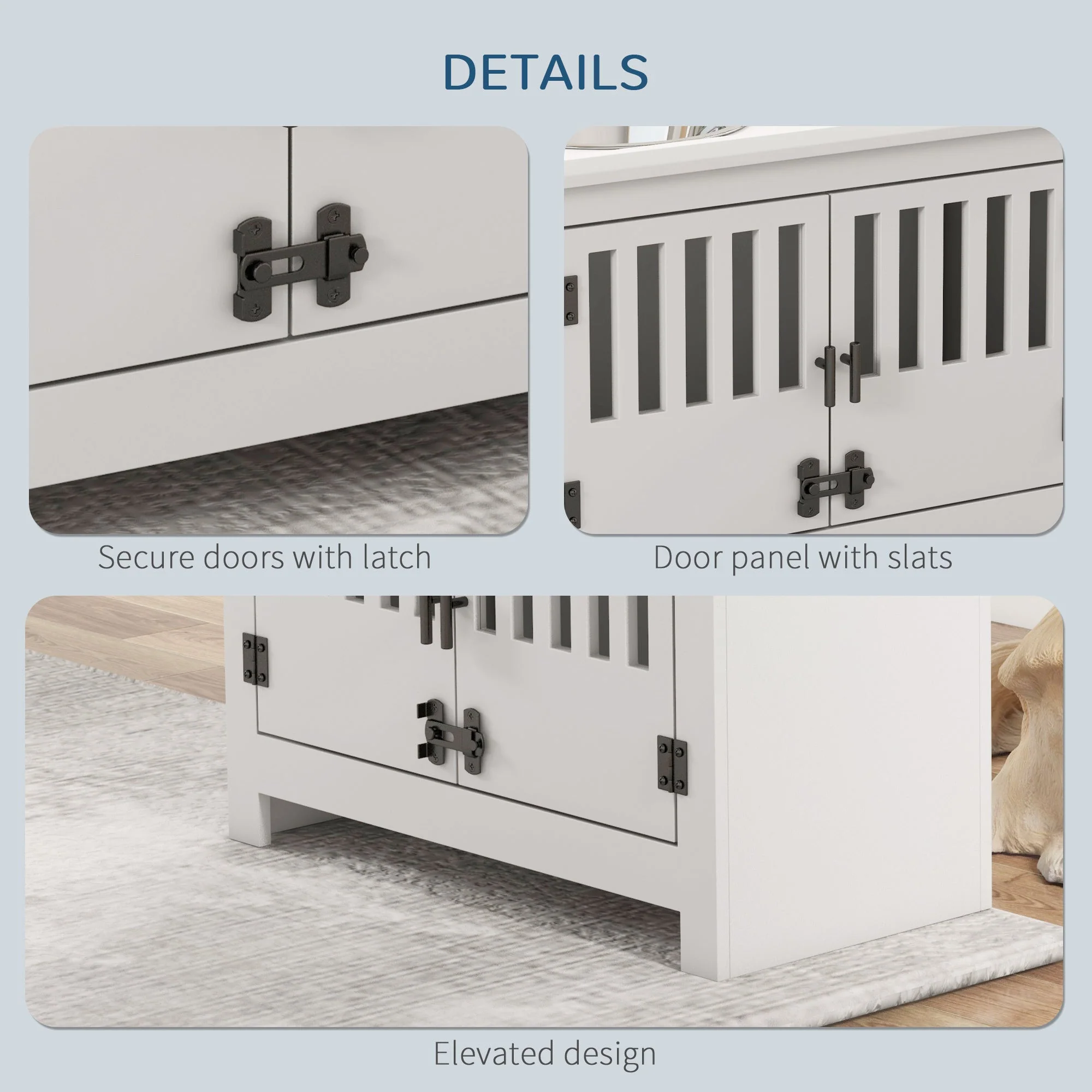 PawHut Large Elevated Dog Bowls with Storage Cabinet - Image 4