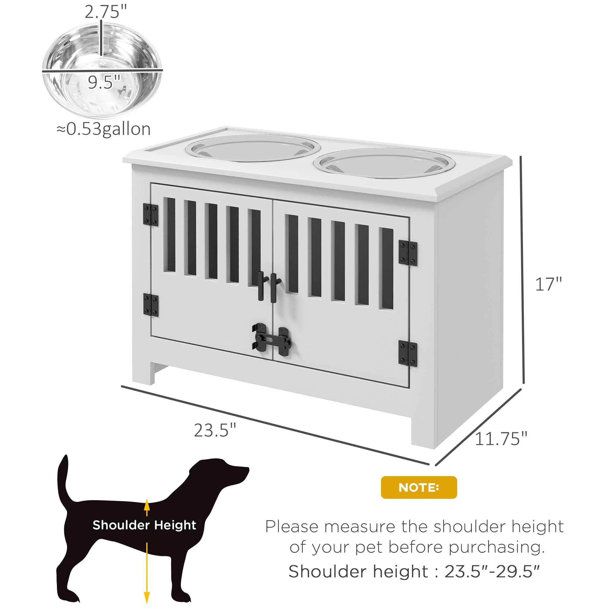 PawHut Large Elevated Dog Bowls with Storage Cabinet - Image 7