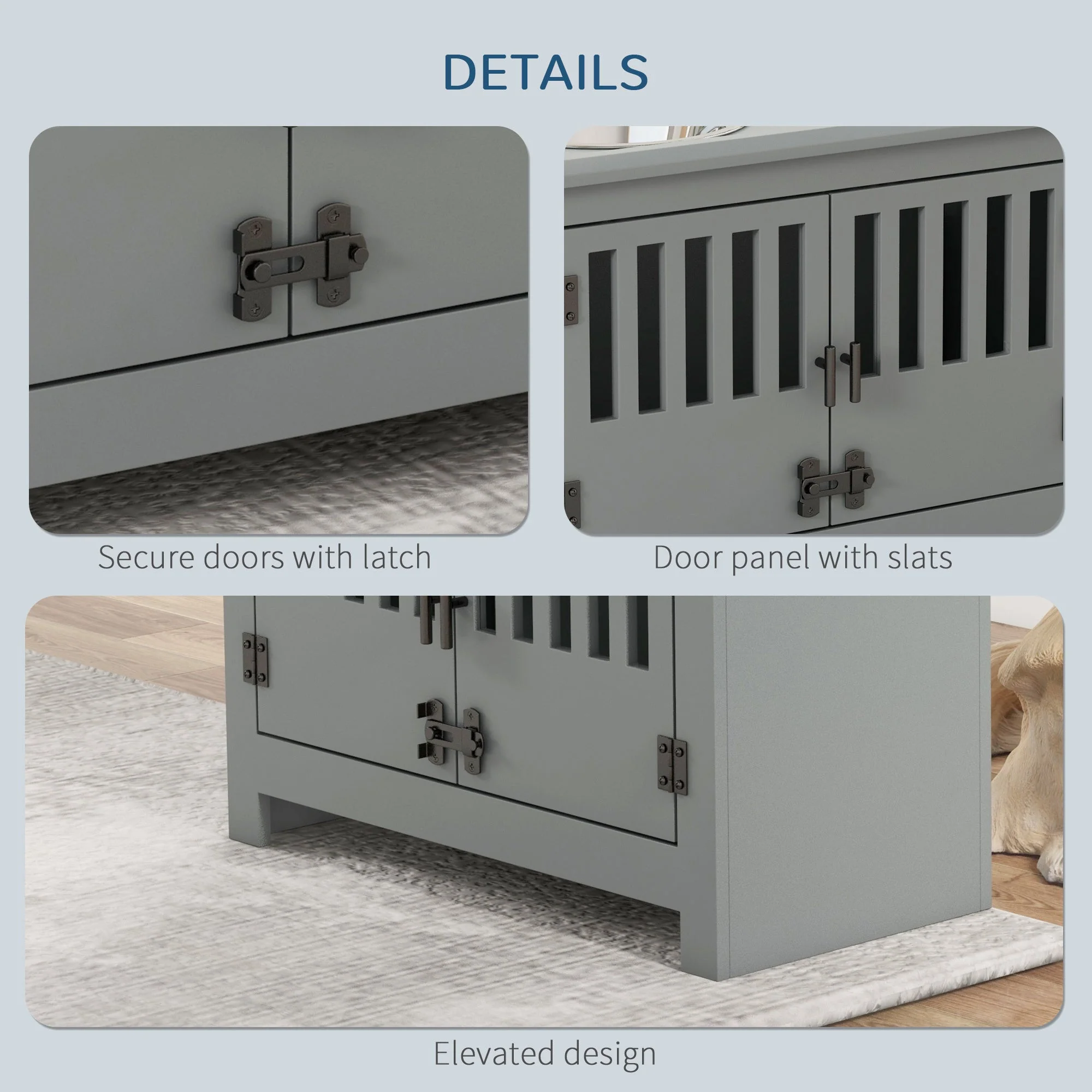 PawHut Large Elevated Dog Bowls with Storage Cabinet - Image 4