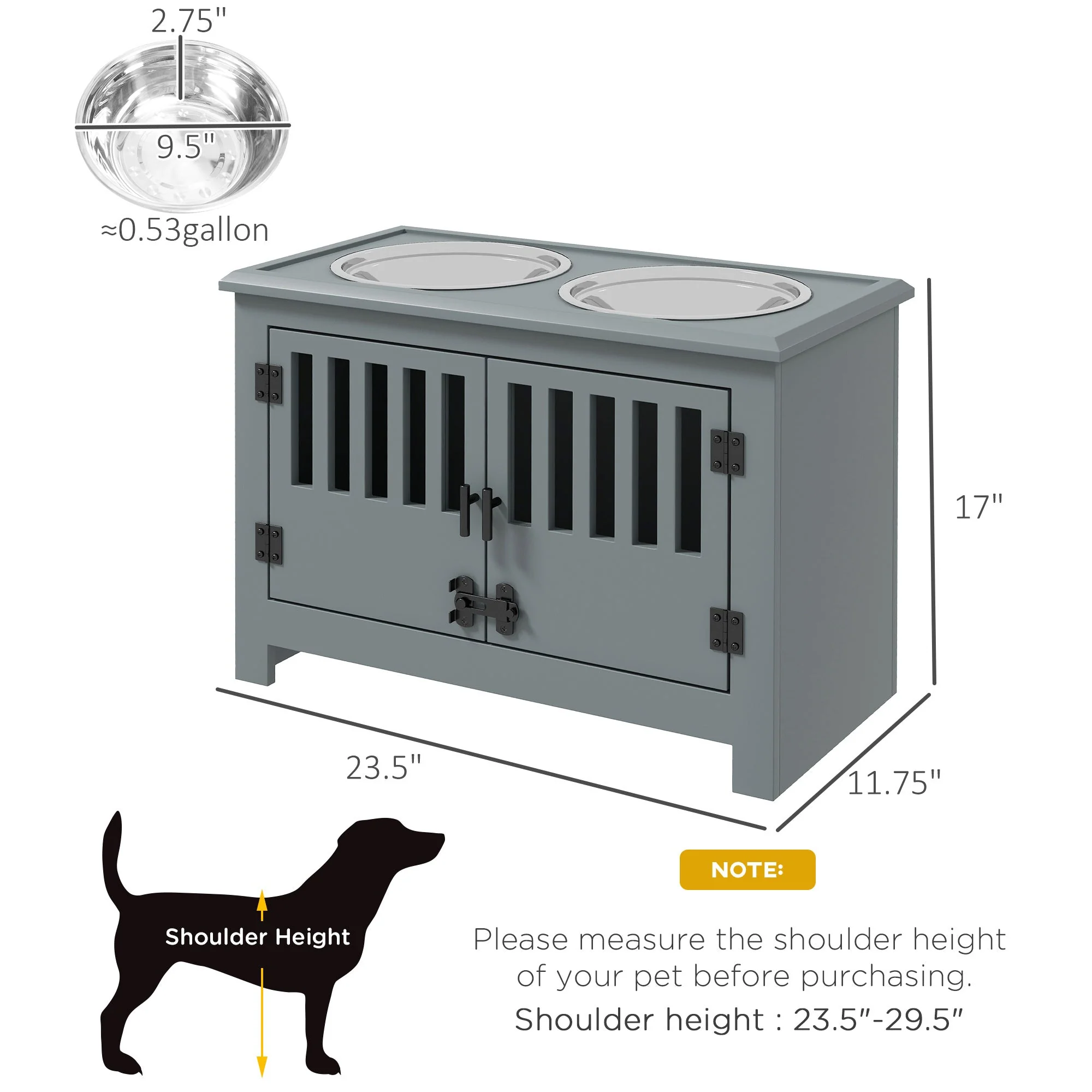 PawHut Large Elevated Dog Bowls with Storage Cabinet - Image 7