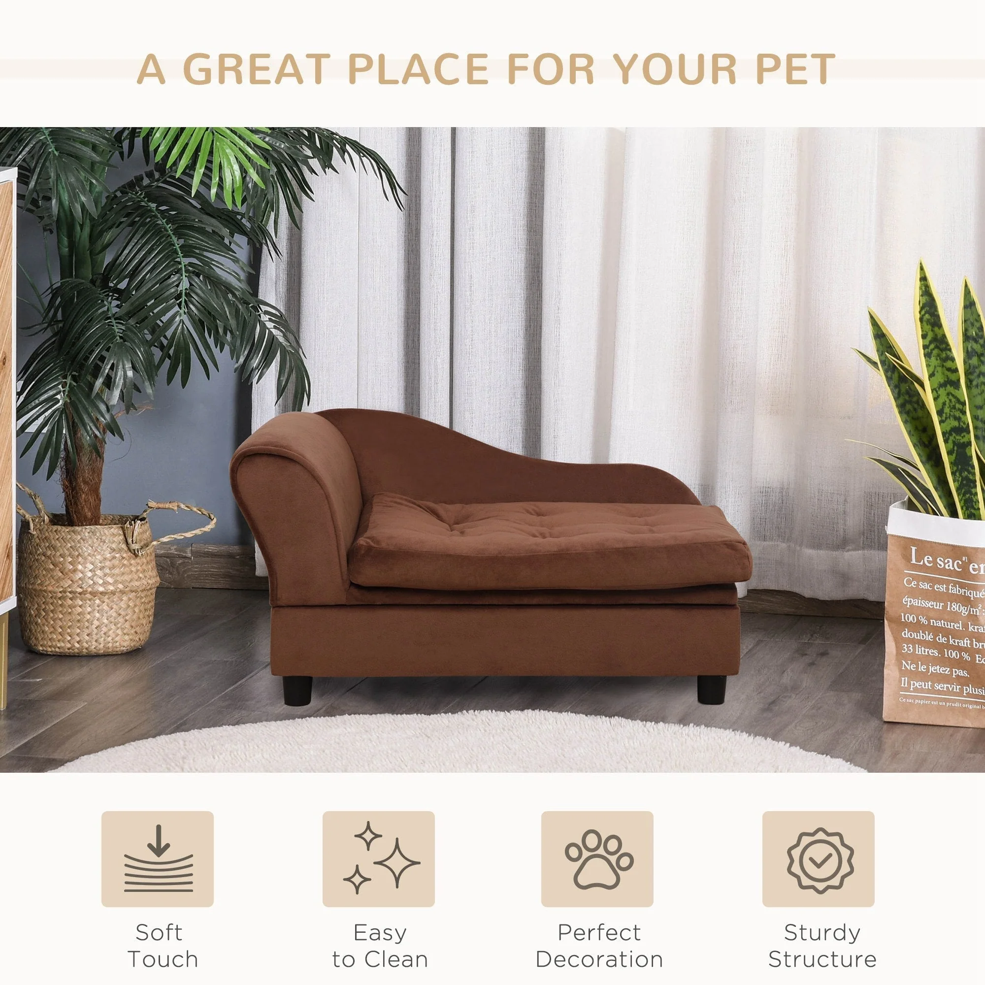 PawHut Luxury Fancy Dog Bed for Small Dogs with Hidden Storage - Image 3