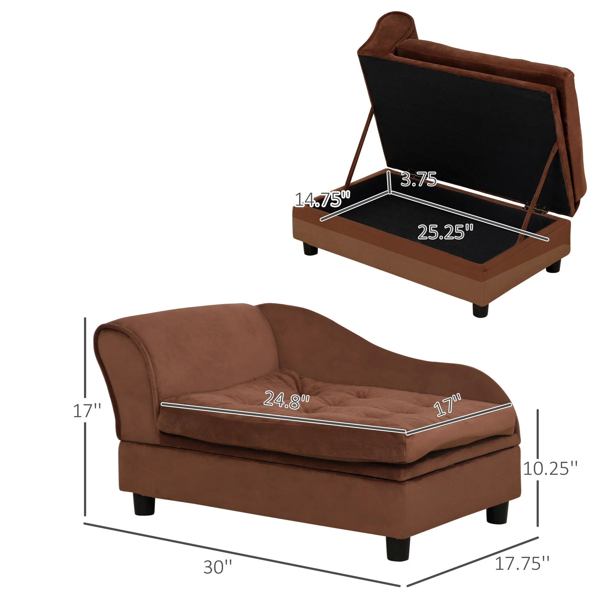 PawHut Luxury Fancy Dog Bed for Small Dogs with Hidden Storage - Image 8